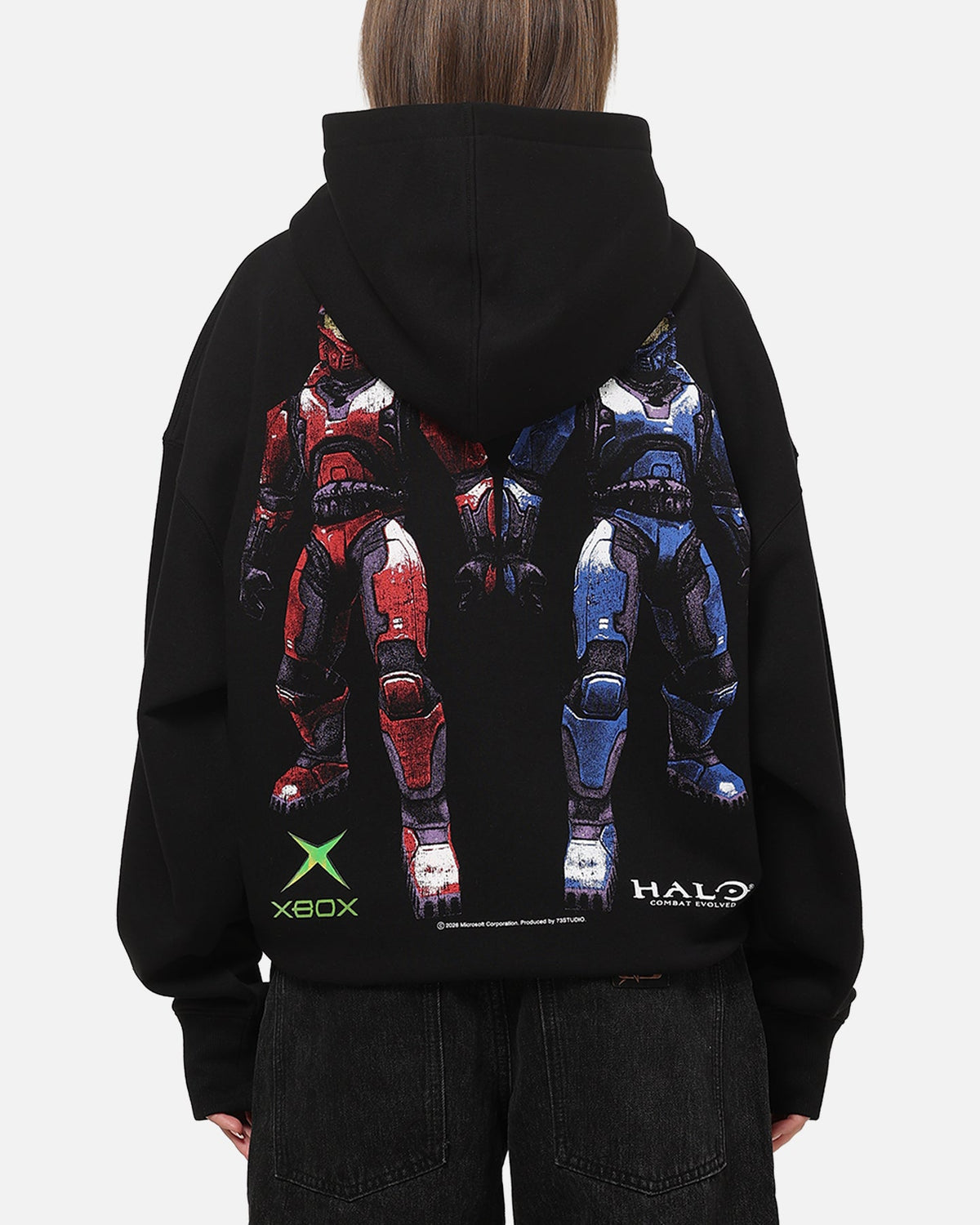 73Studio X Halo Xbox Red Vs Blue Split Hoodie Black