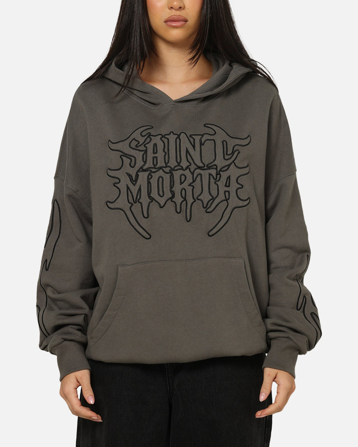 Saint Morta Crested Wing Hoodie Washed Charcoal