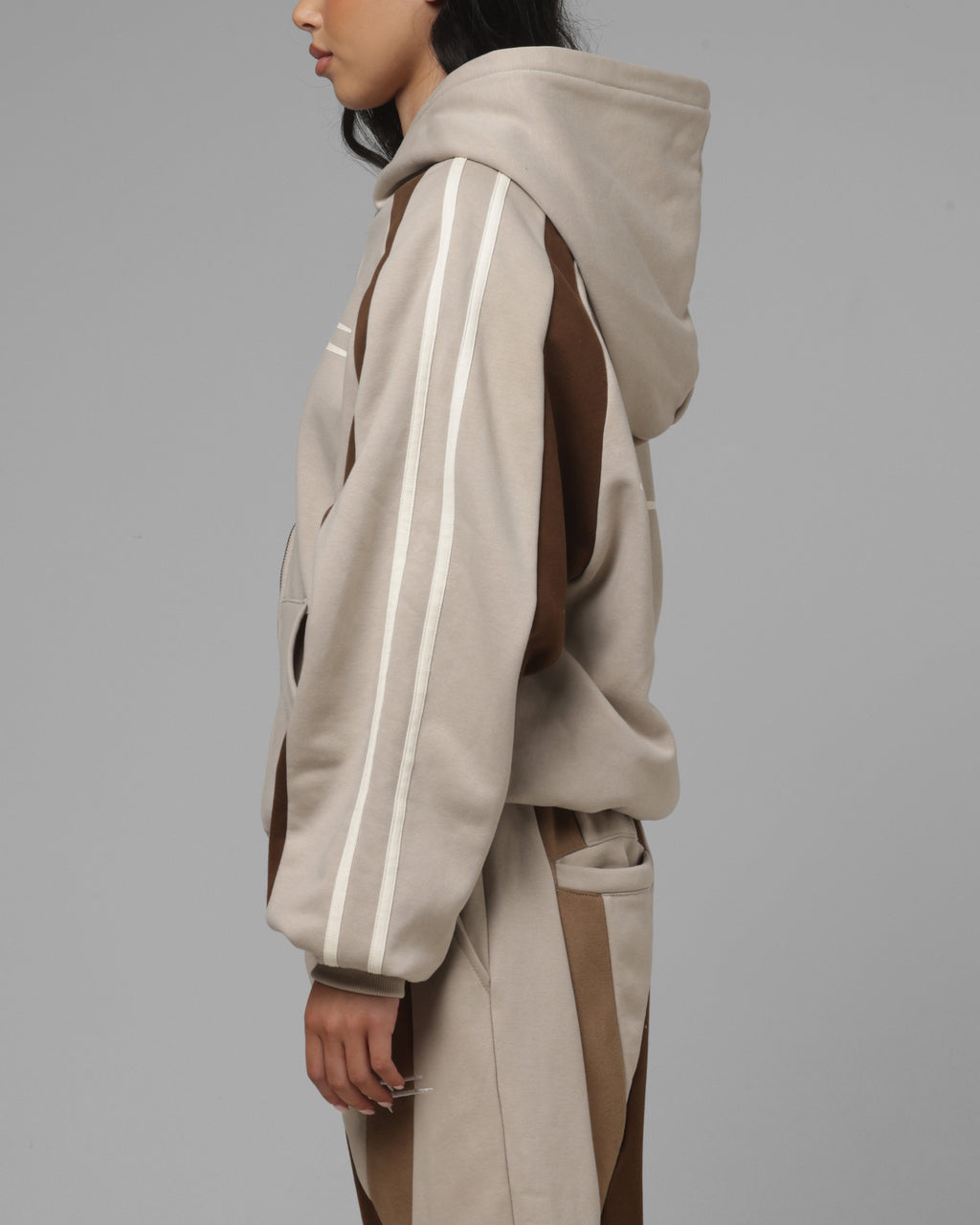 Loiter Hybrid Tek Zip Hoodie Stone