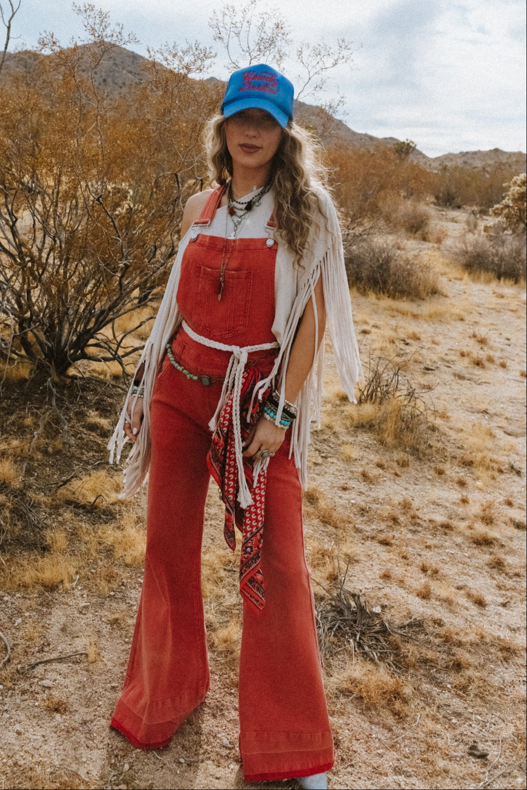 Holly Denim Overalls - Red - Pre Order