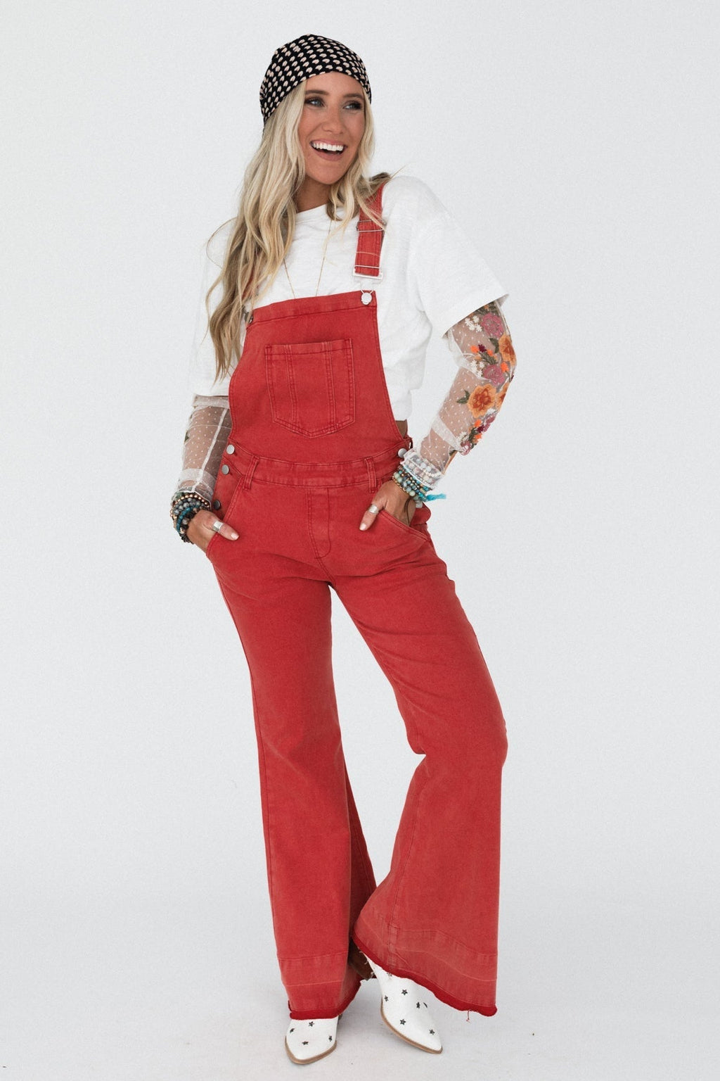 Holly Denim Overalls - Red - Pre Order