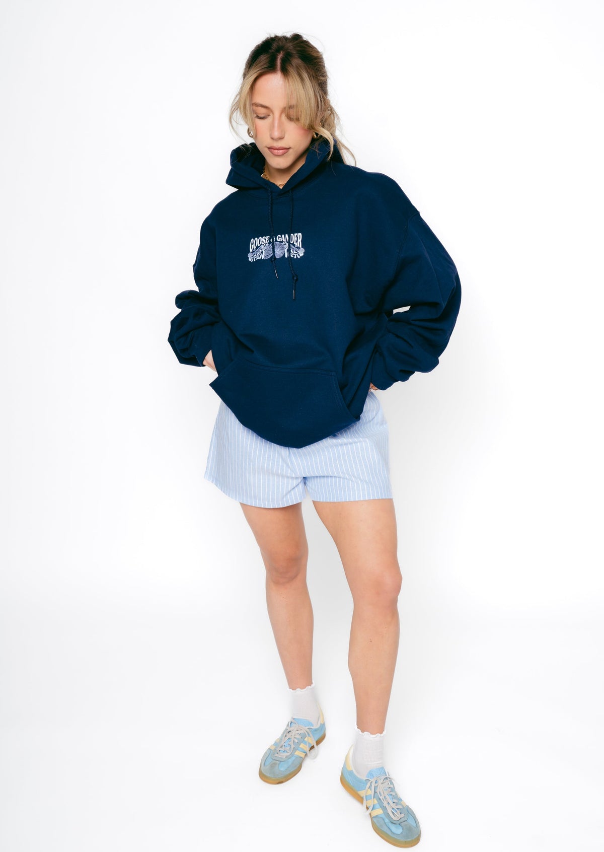 Coastal Print Hoodie - Navy