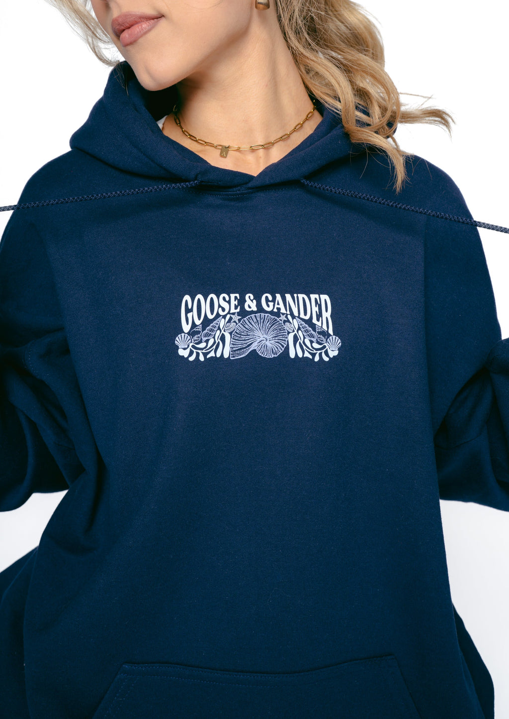 Coastal Print Hoodie - Navy