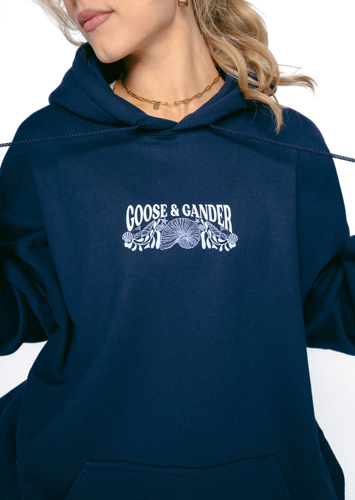 Coastal Print Hoodie - Navy