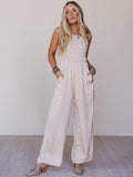 Slick Step Wide Leg Jumpsuit - Champagne