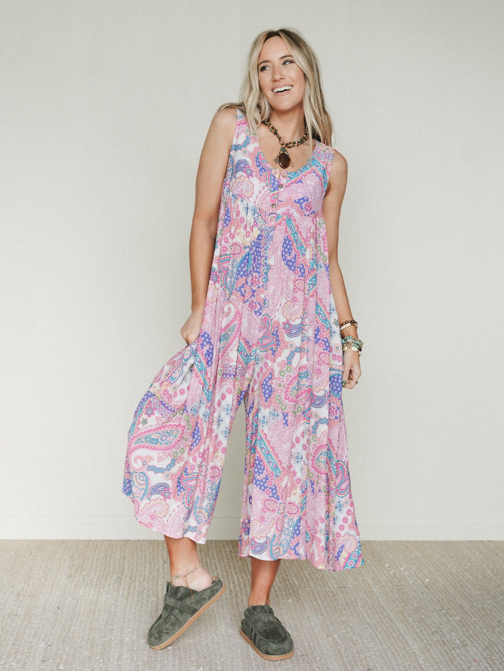 Leona Paisley Print Jumpsuit - Pink