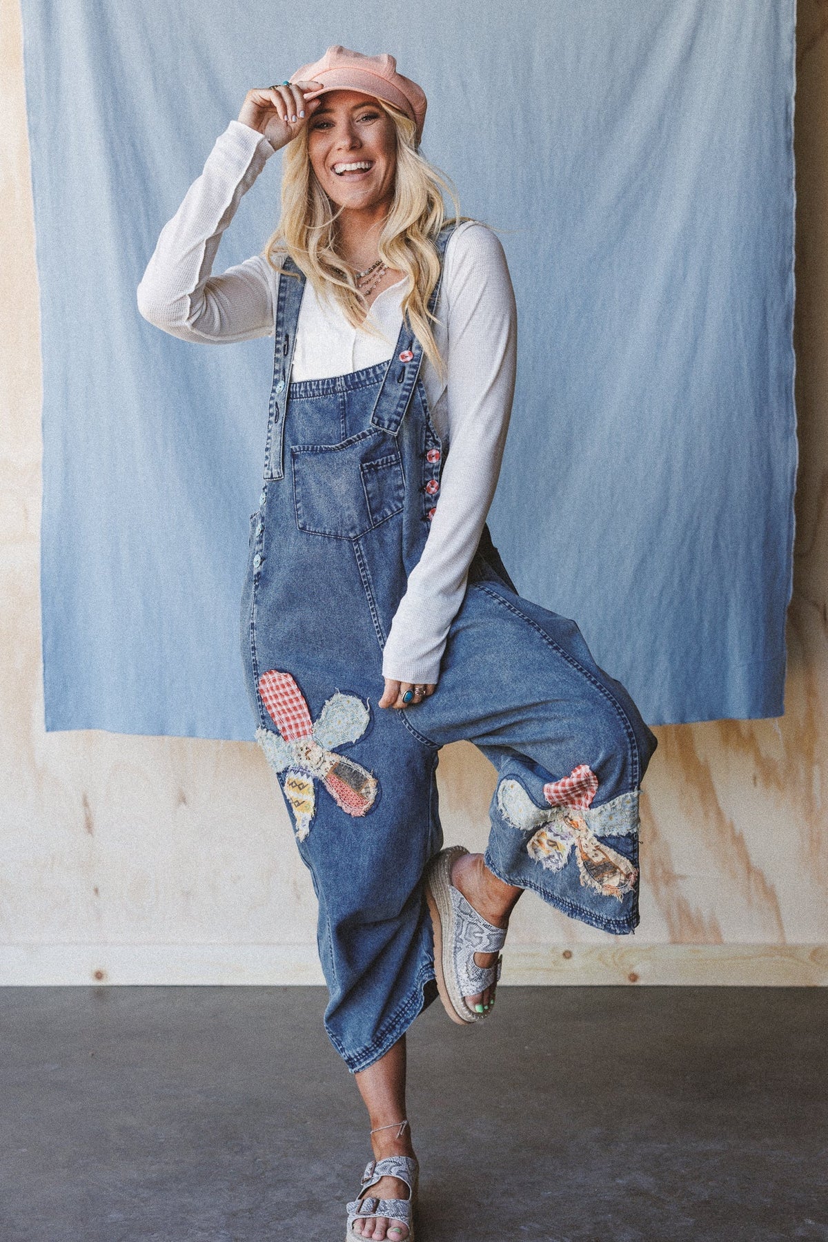 High Hopes Flower Patch Overalls - Dark Denim - Pre Order