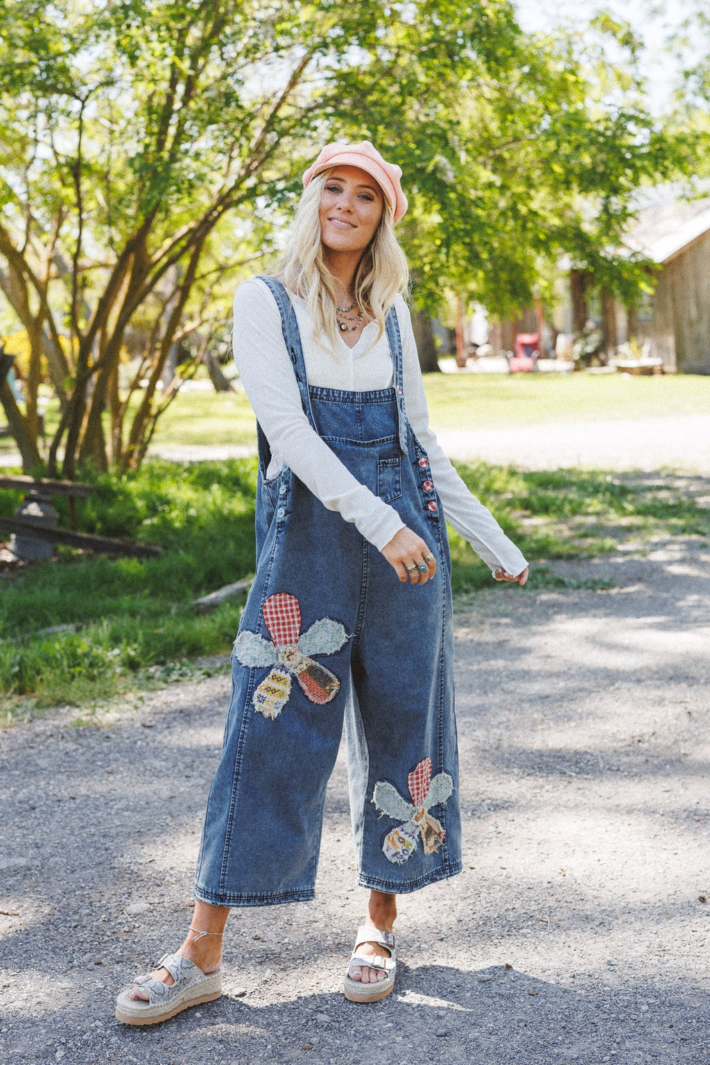 High Hopes Flower Patch Overalls - Dark Denim - Pre Order