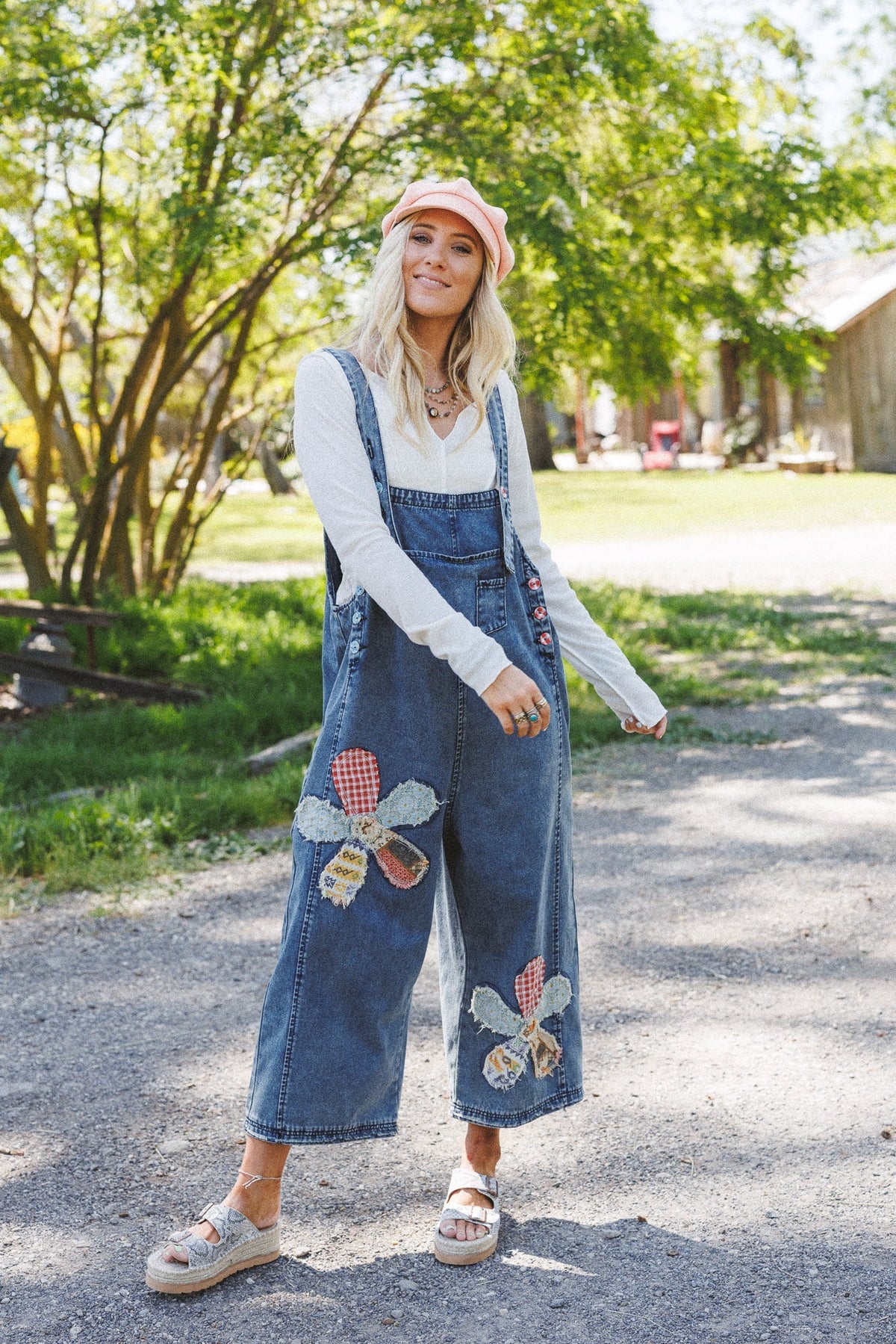 High Hopes Flower Patch Overalls - Dark Denim - Pre Order