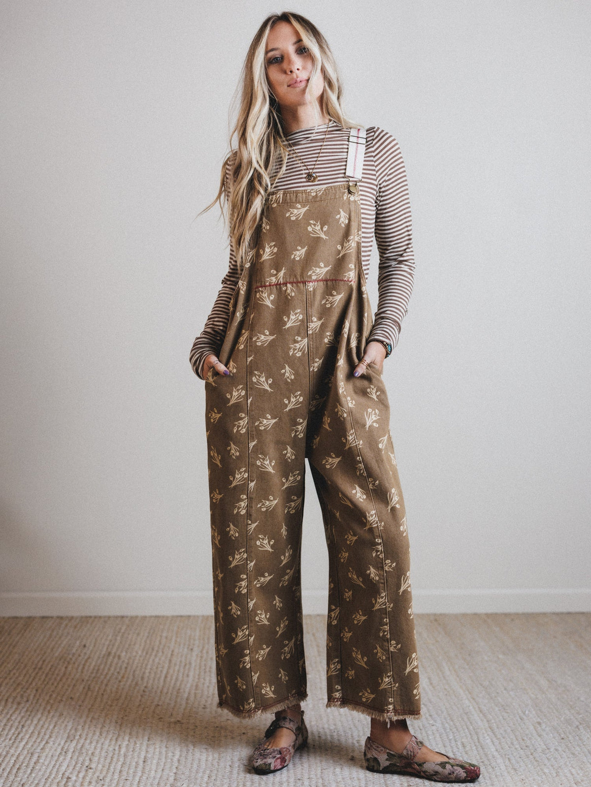 Floral Frenzy Jumpsuit - Olive Grey - Pre Order