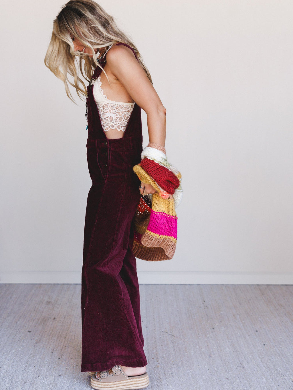 Wanderheart Corduroy Overalls - Wine