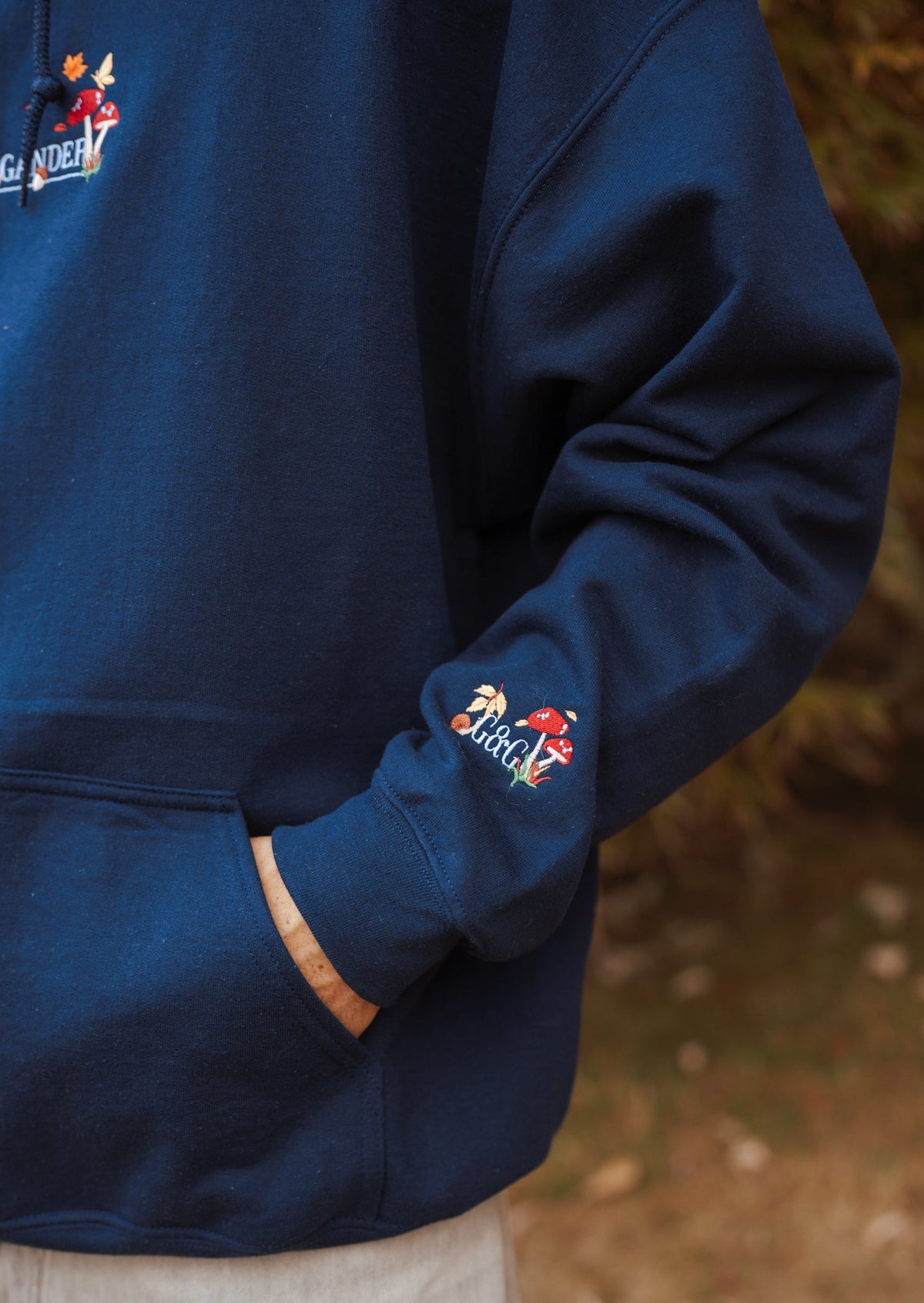 Woodland Embroidered Hoodie - Navy