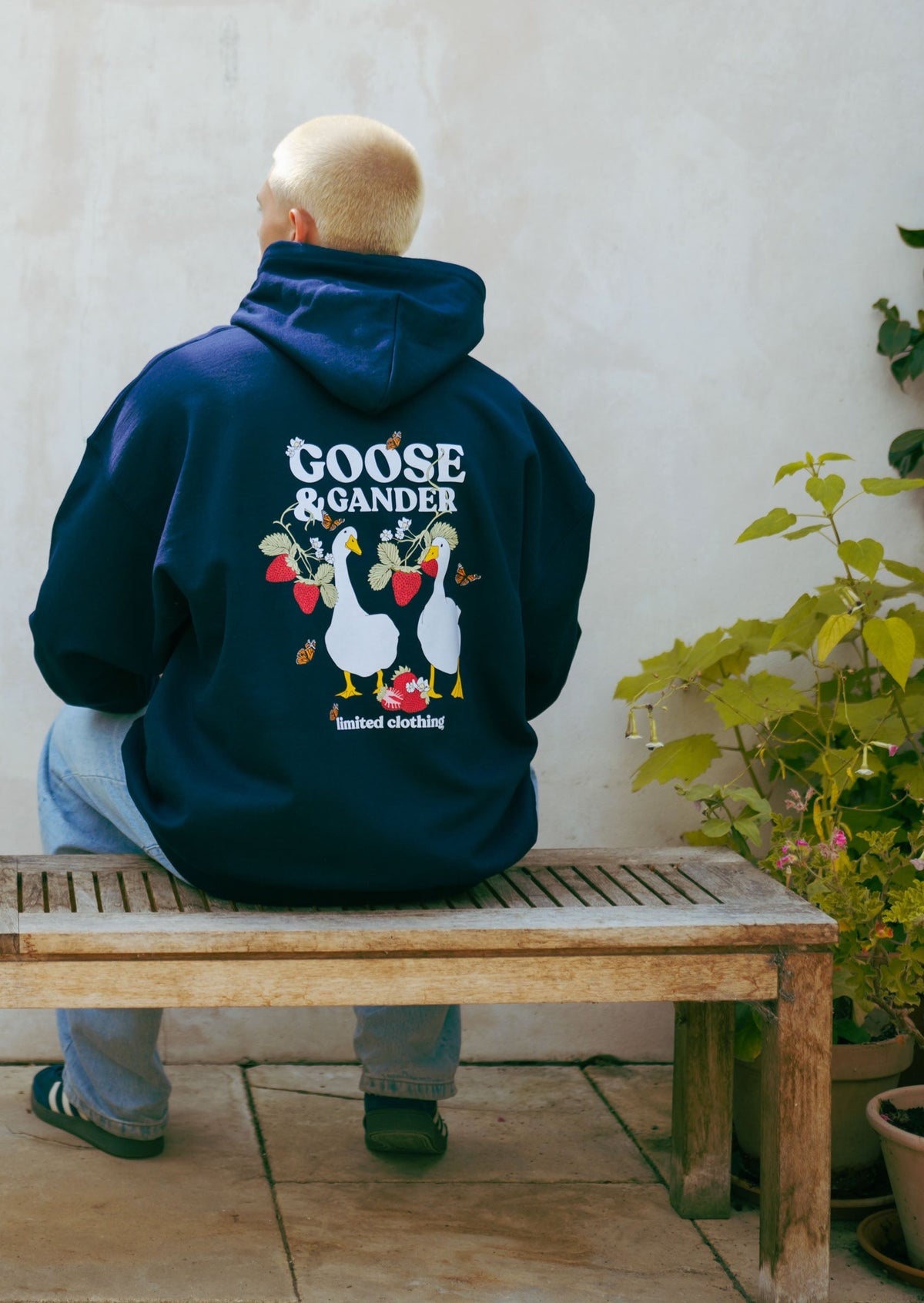 Wild Strawberry Printed Hoodie - Navy