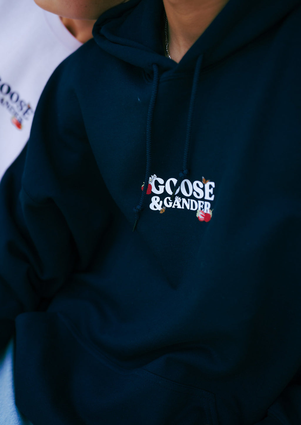 Wild Strawberry Printed Hoodie - Navy