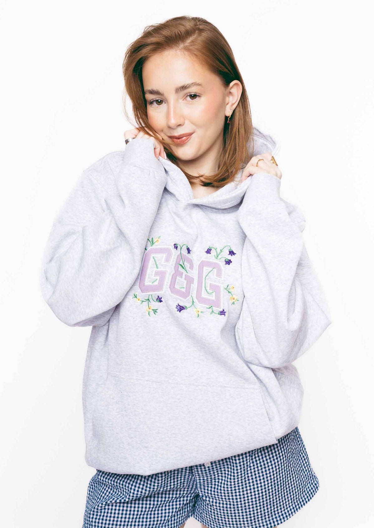 Bluebell Applique Hoodie - Ash Grey