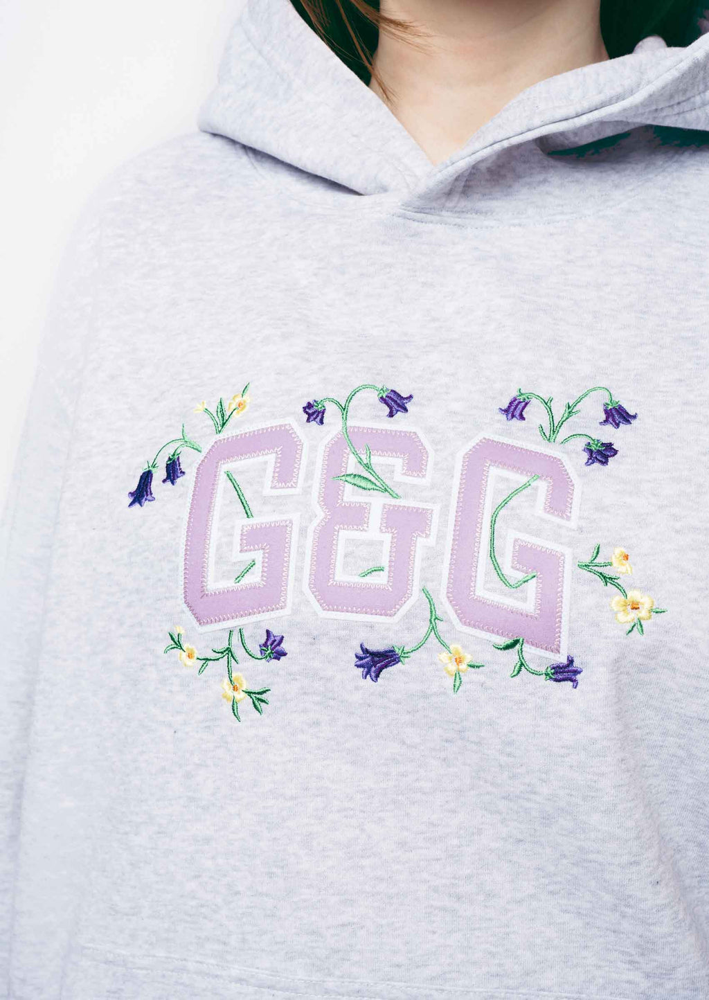 Bluebell Applique Hoodie - Ash Grey