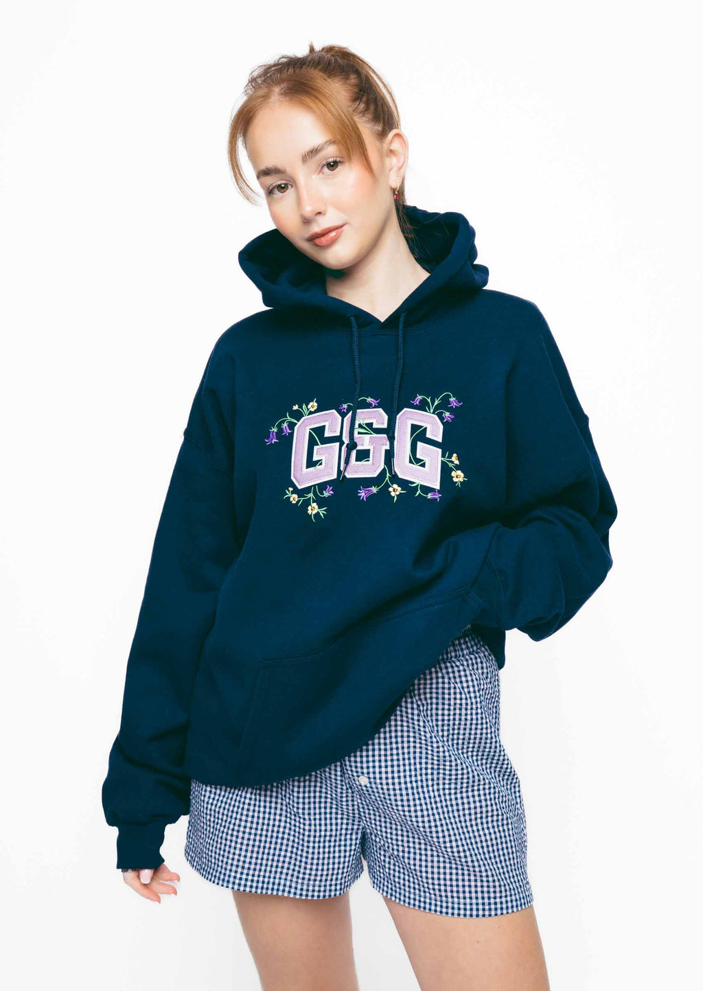 Bluebell Applique Hoodie - Navy