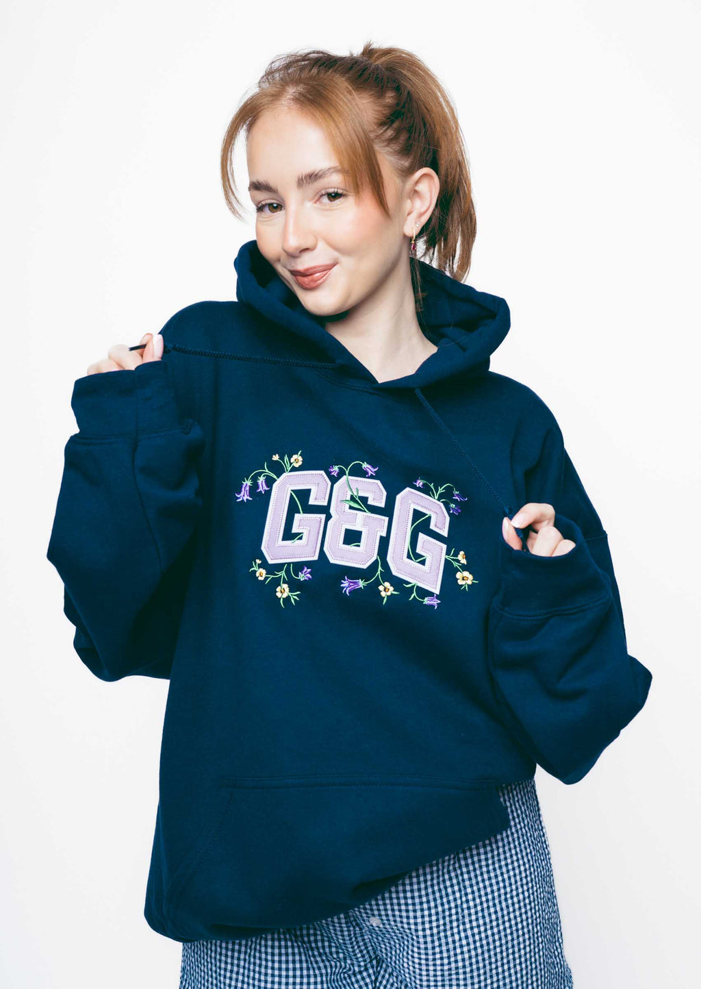 Bluebell Applique Hoodie - Navy