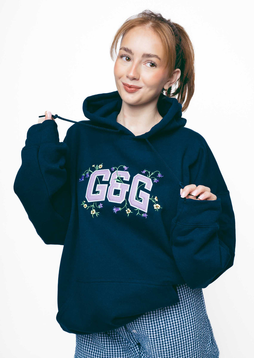 Bluebell Applique Hoodie - Navy
