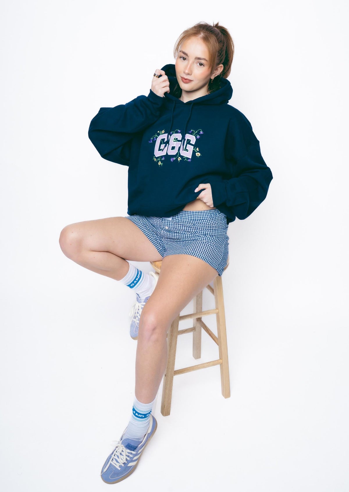 Bluebell Applique Hoodie - Navy