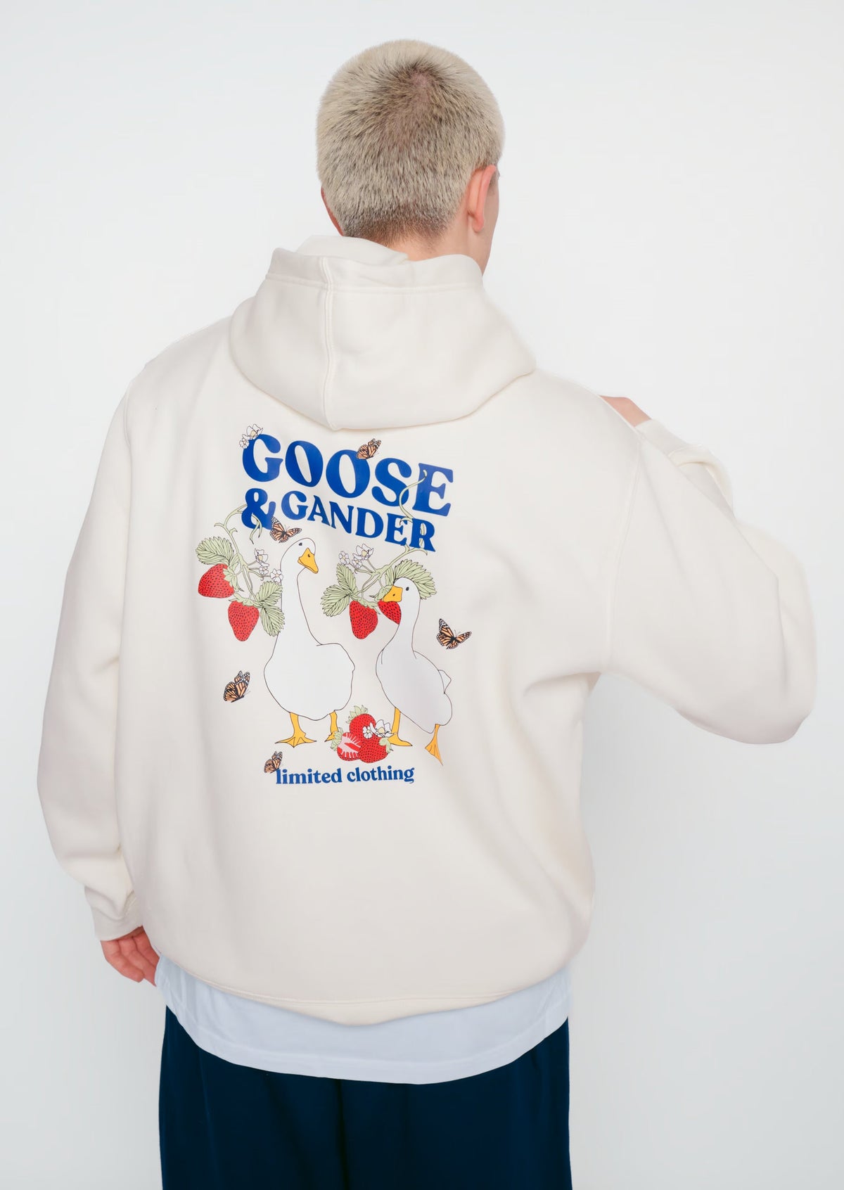 Strawberry Print Hoodie - Ecru