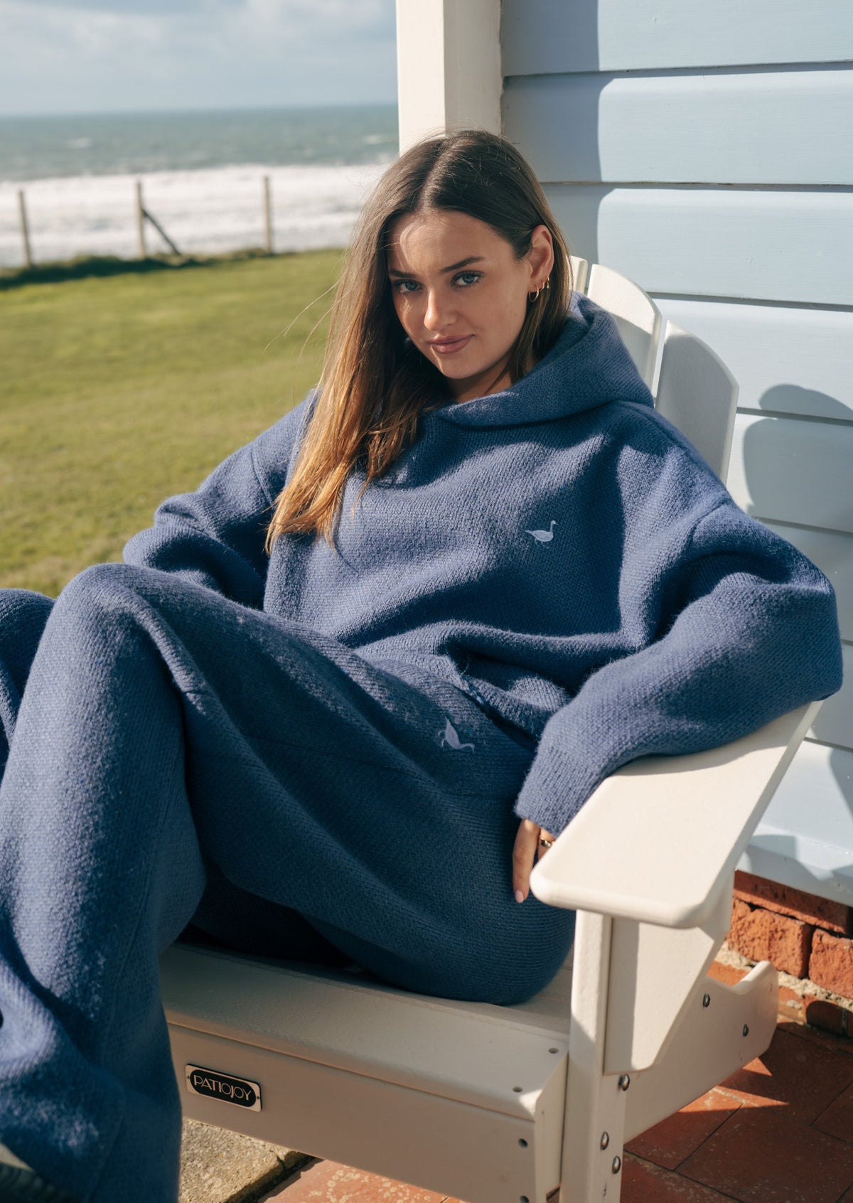 Knitted Hoodie - Denim Blue
