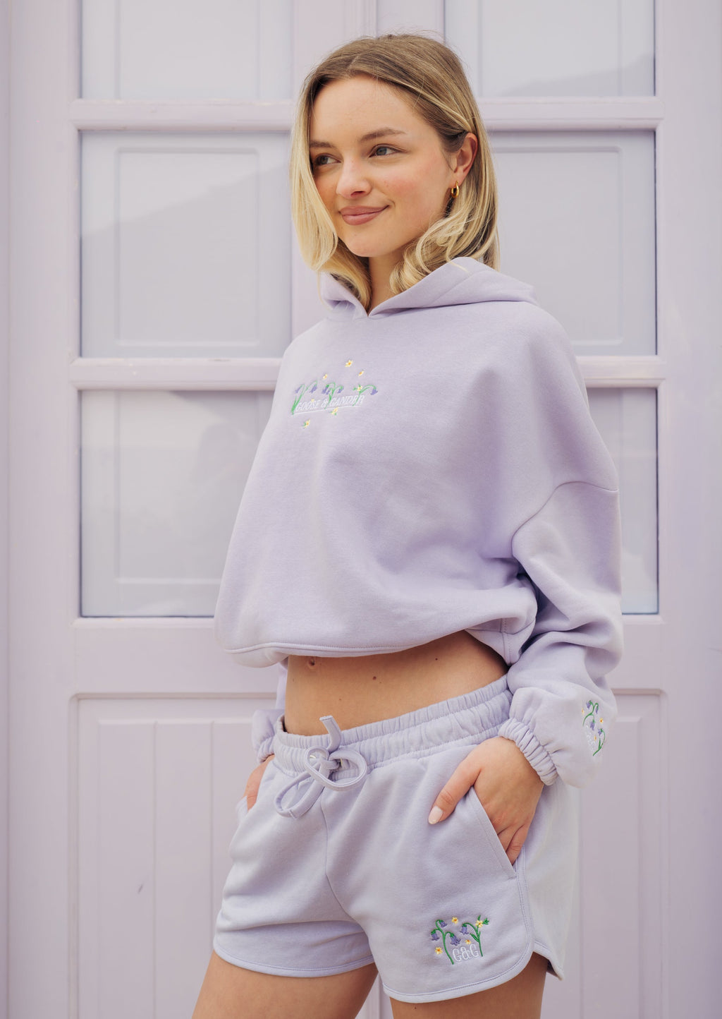 Bluebell Cropped Hoodie - Soft Lilac