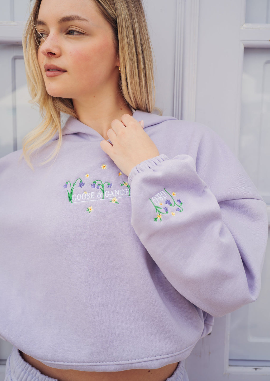 Bluebell Cropped Hoodie - Soft Lilac