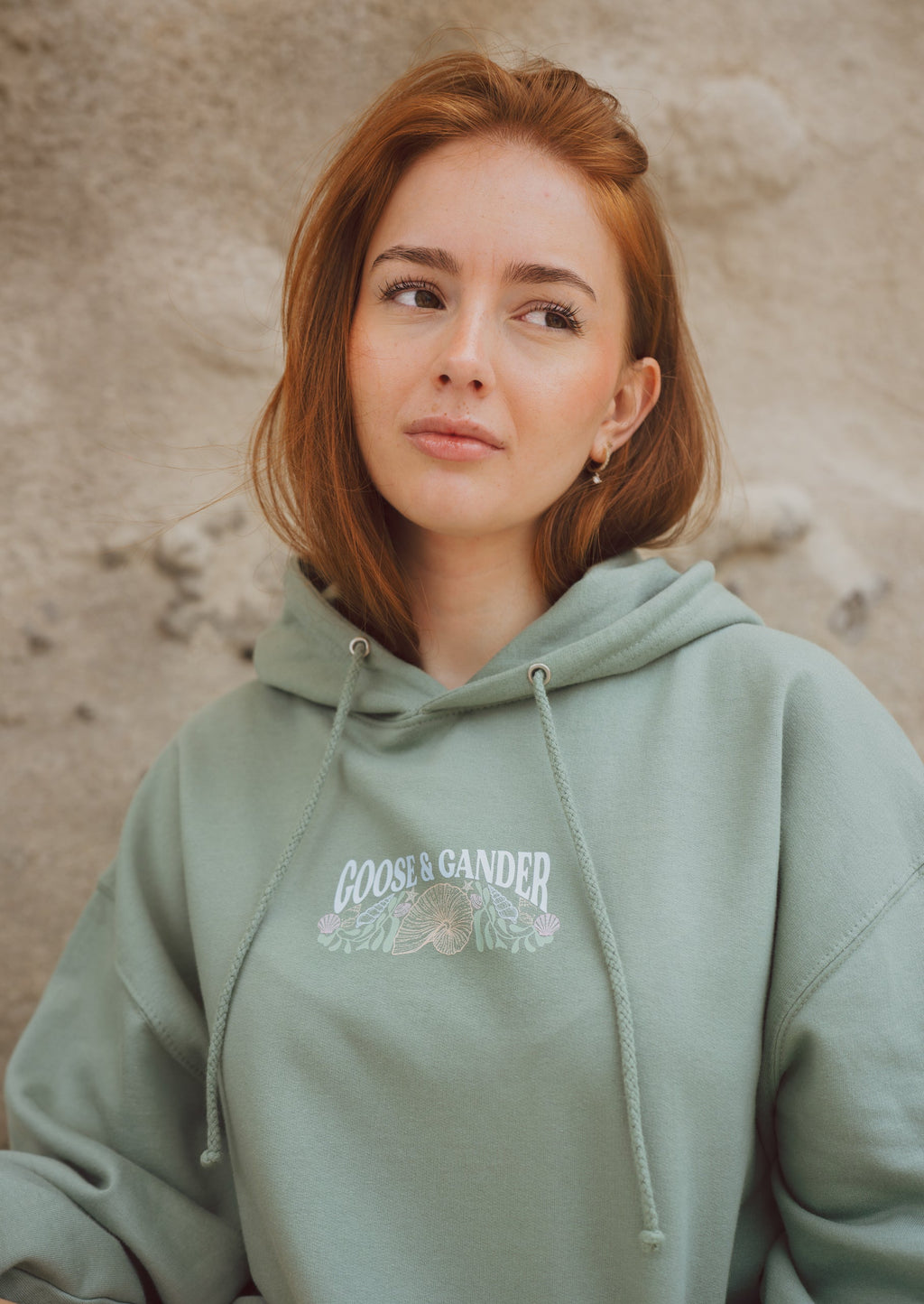 Coastal Print Hoodie - Dusty Green