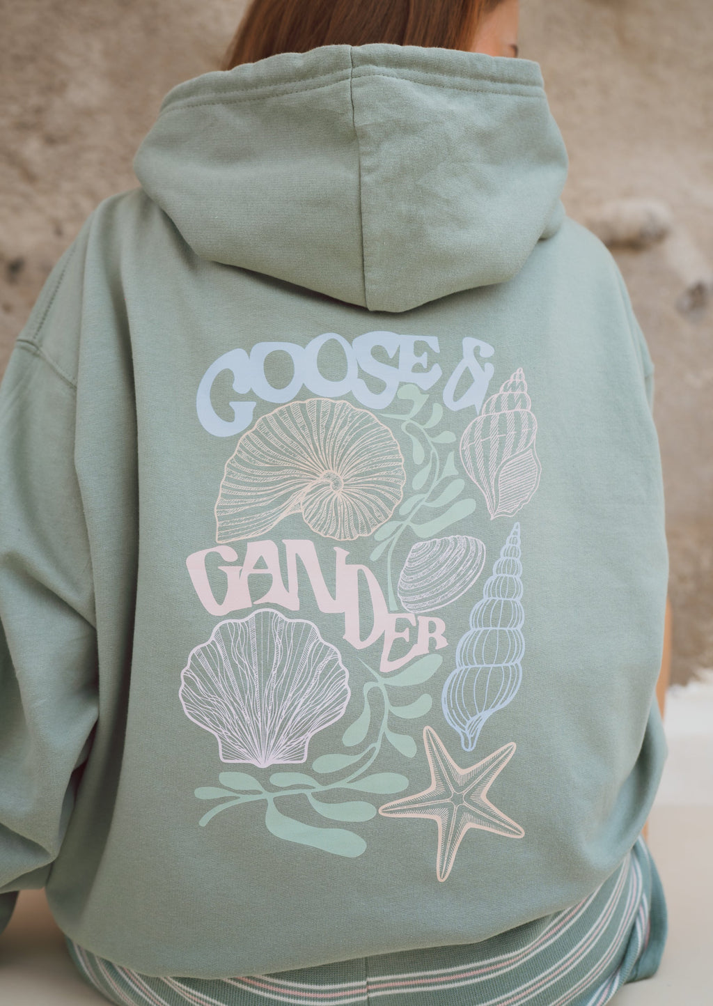 Coastal Print Hoodie - Dusty Green