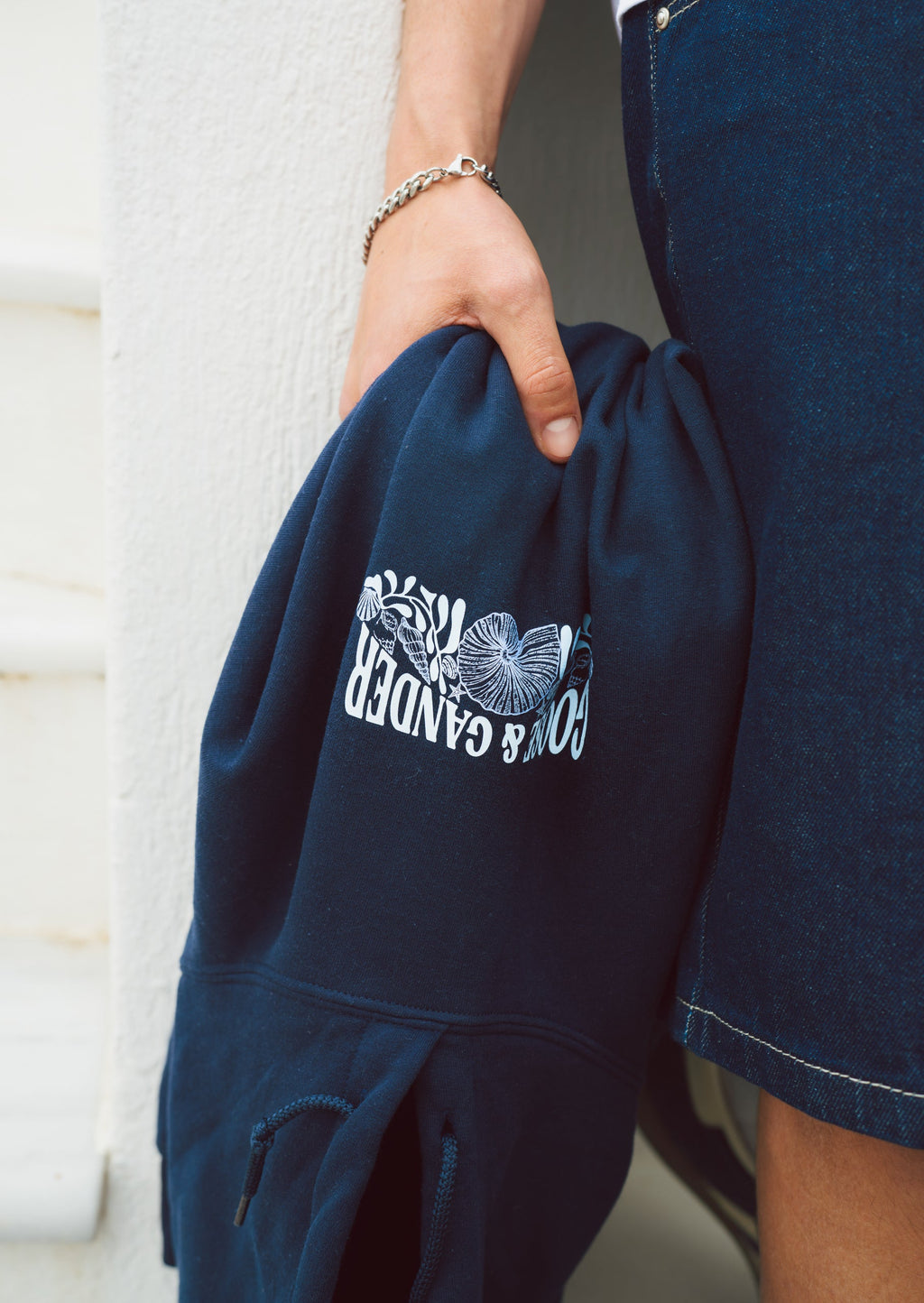 Coastal Print Hoodie - Navy