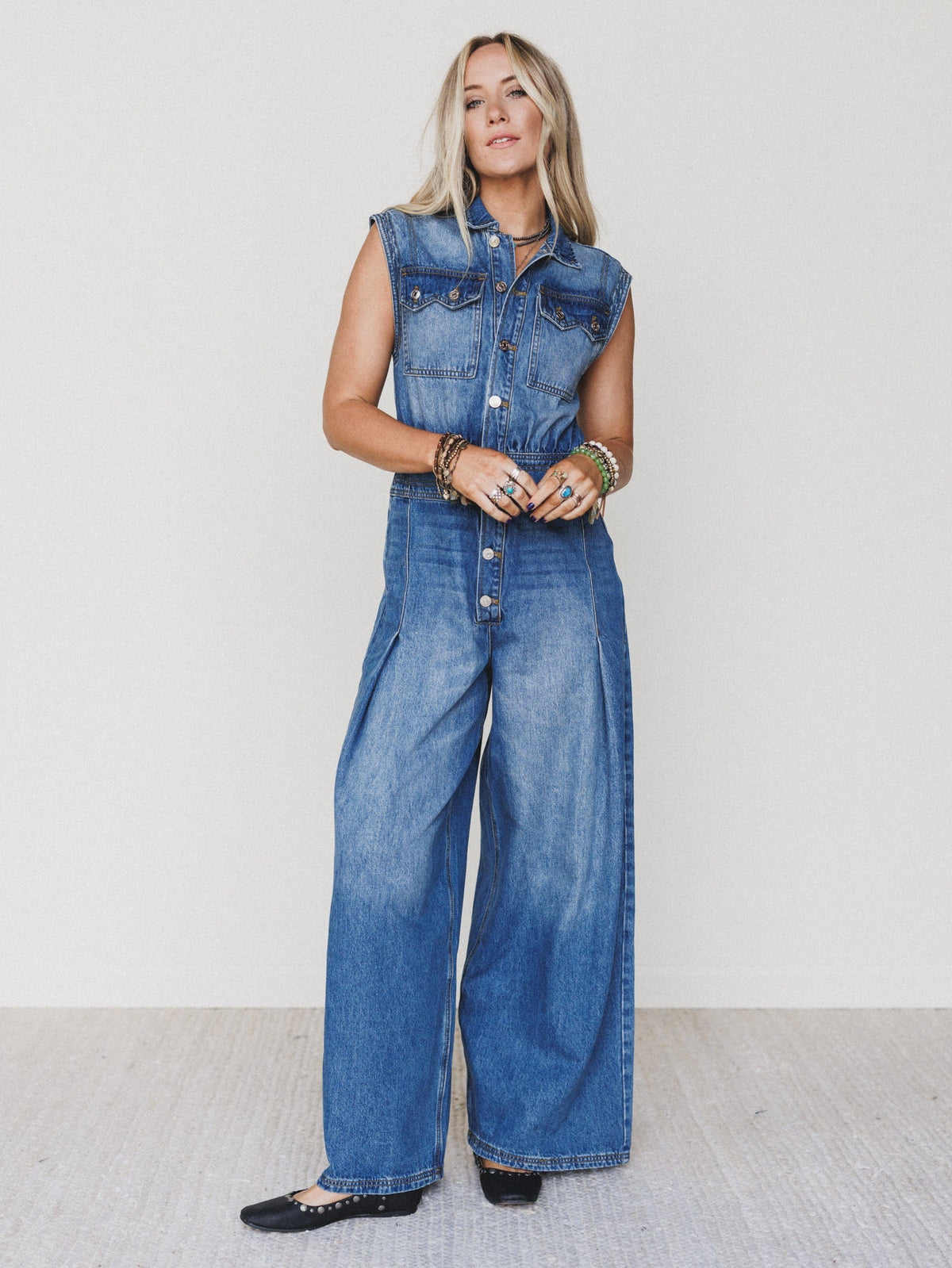 All Star Denim Jumpsuit - Faded Medium Wash