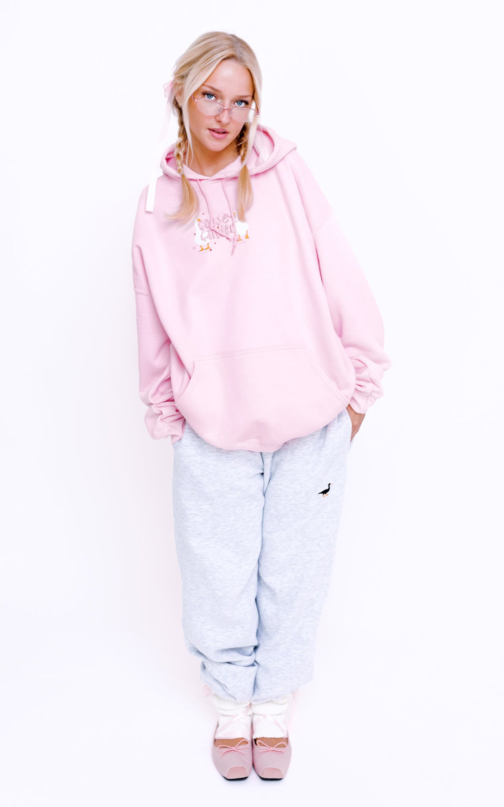Heart Club Goose Hood - Baby Pink