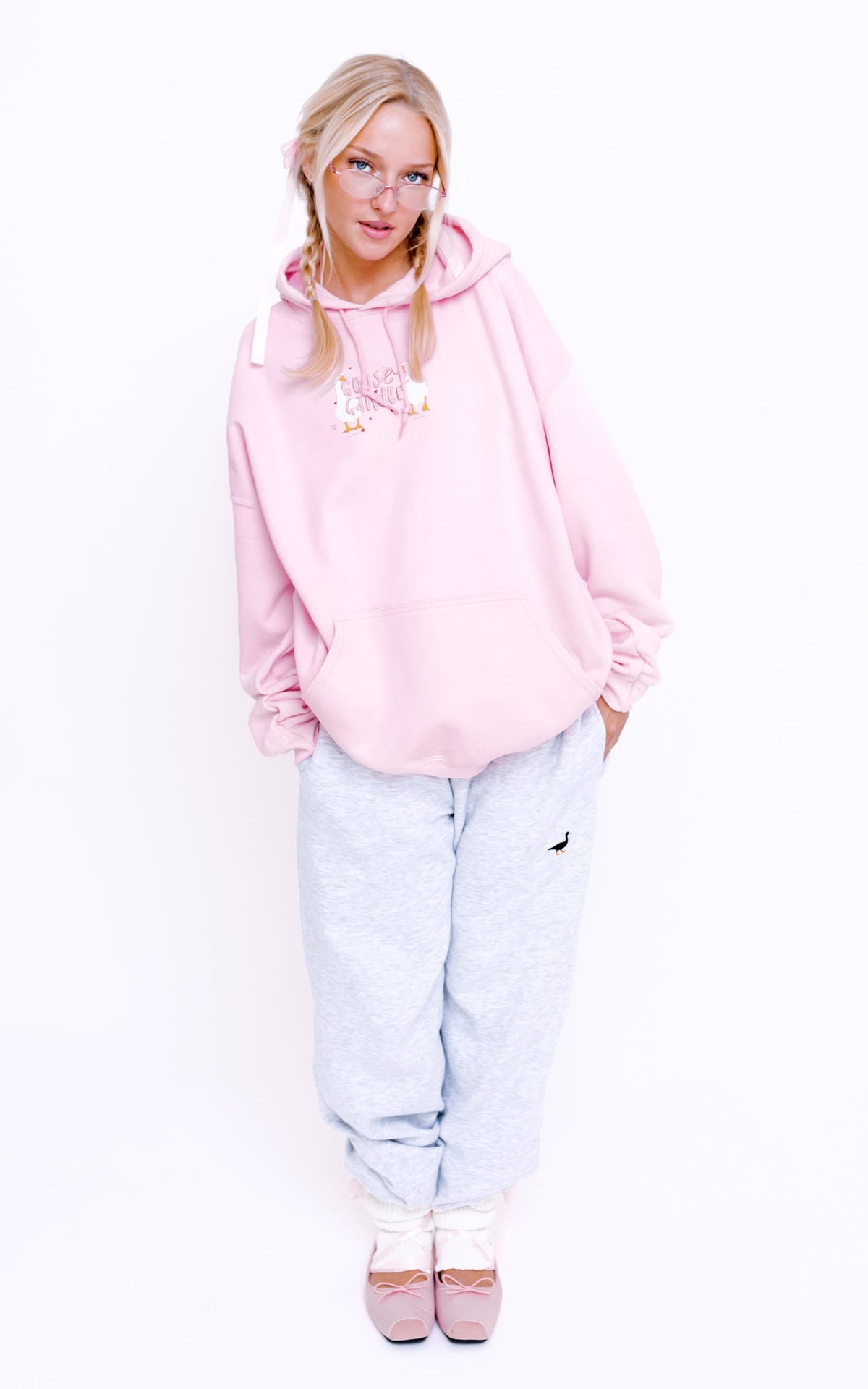 Heart Club Goose Hood - Baby Pink
