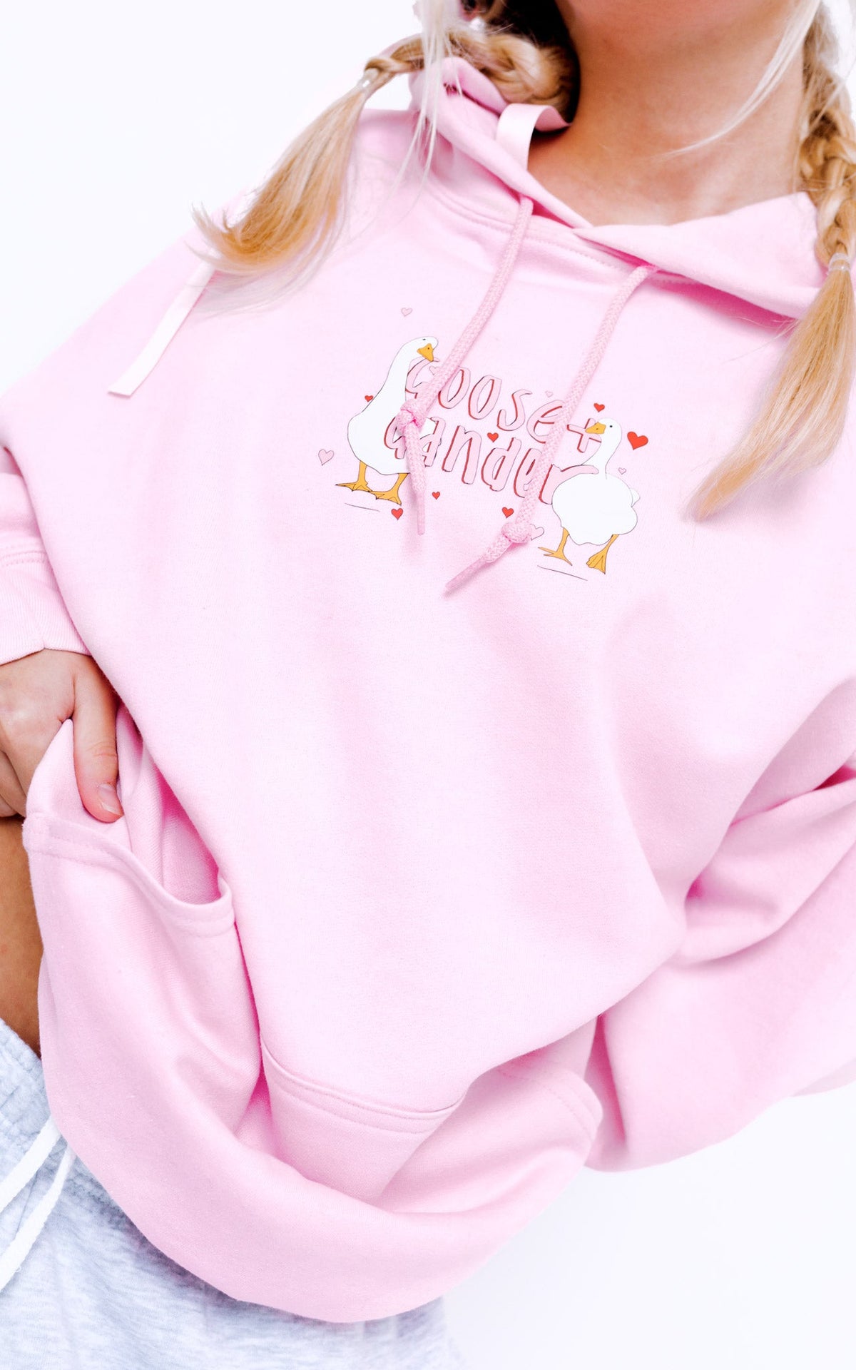 Heart Club Goose Hood - Baby Pink