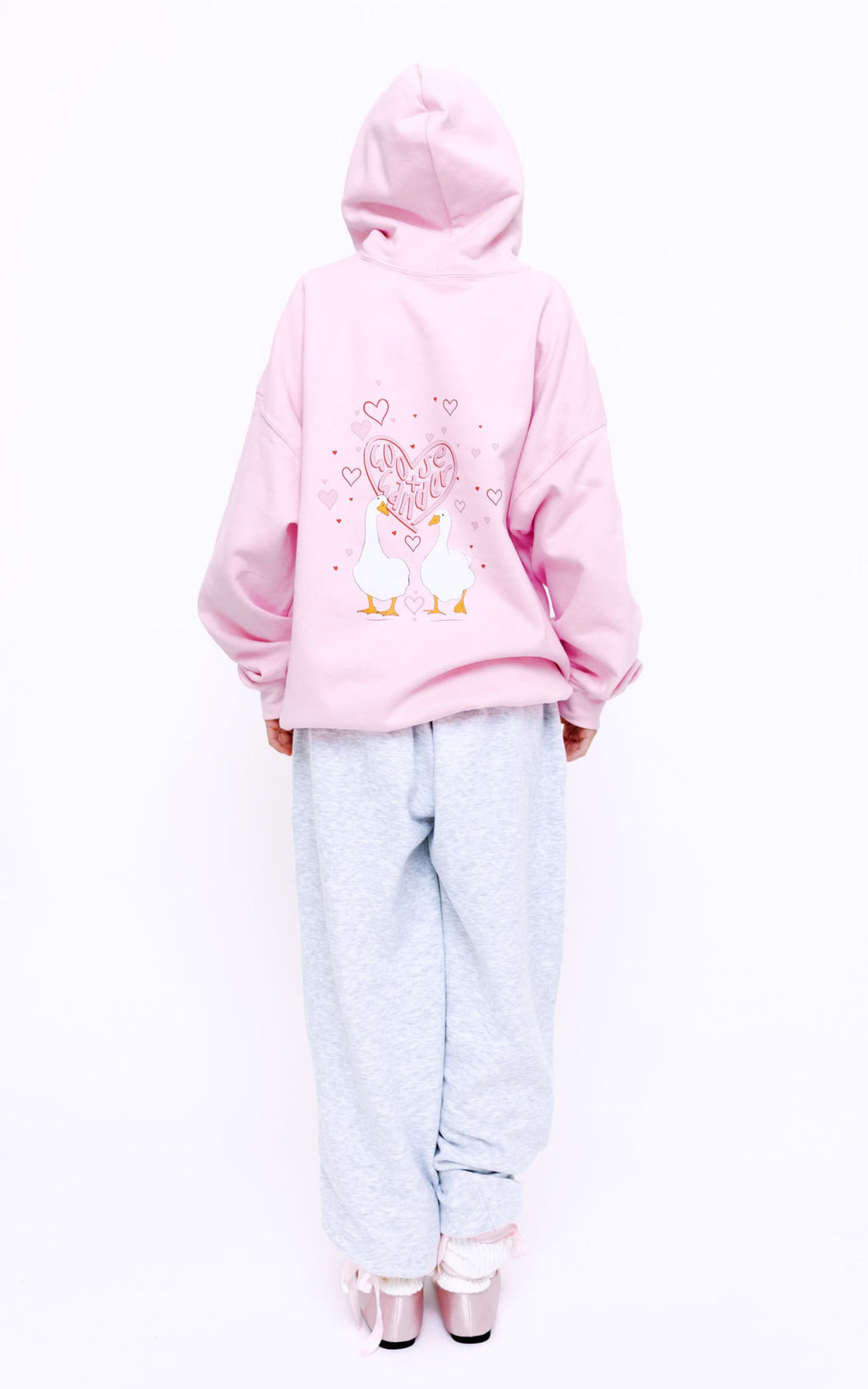 Heart Club Goose Hood - Baby Pink