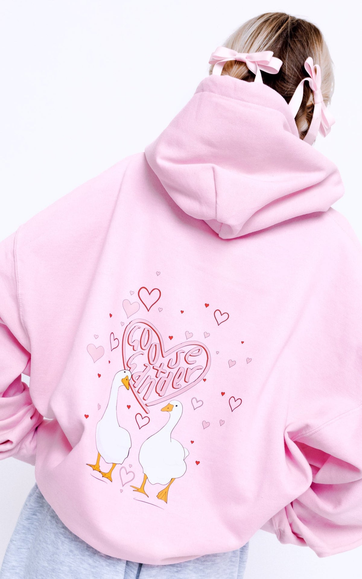 Heart Club Goose Hood - Baby Pink