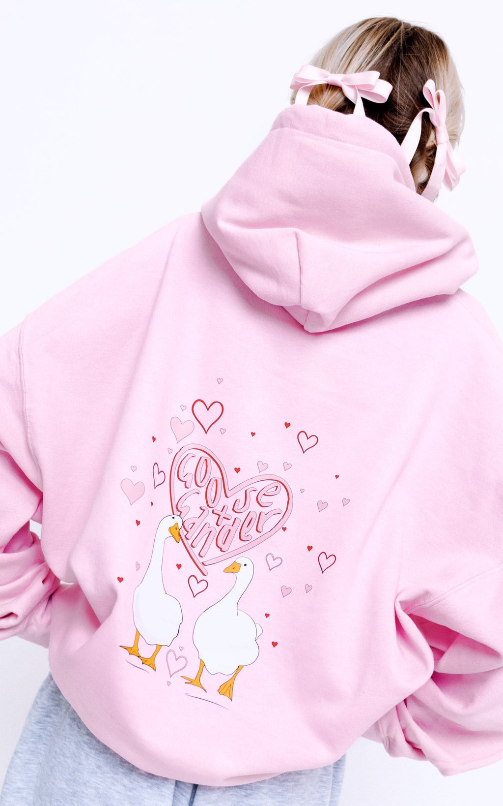 Heart Club Goose Hood - Baby Pink
