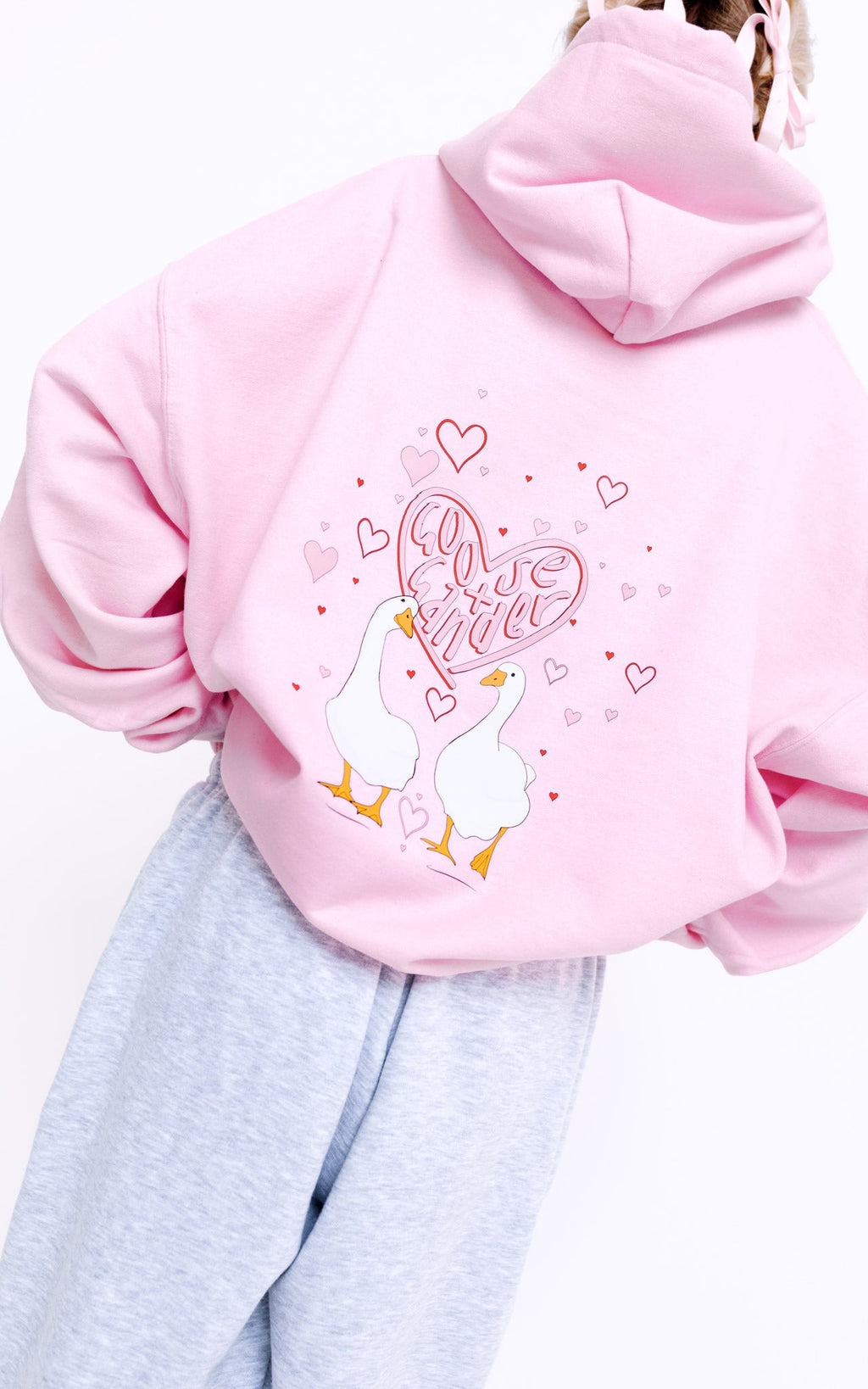 Heart Club Goose Hood - Baby Pink