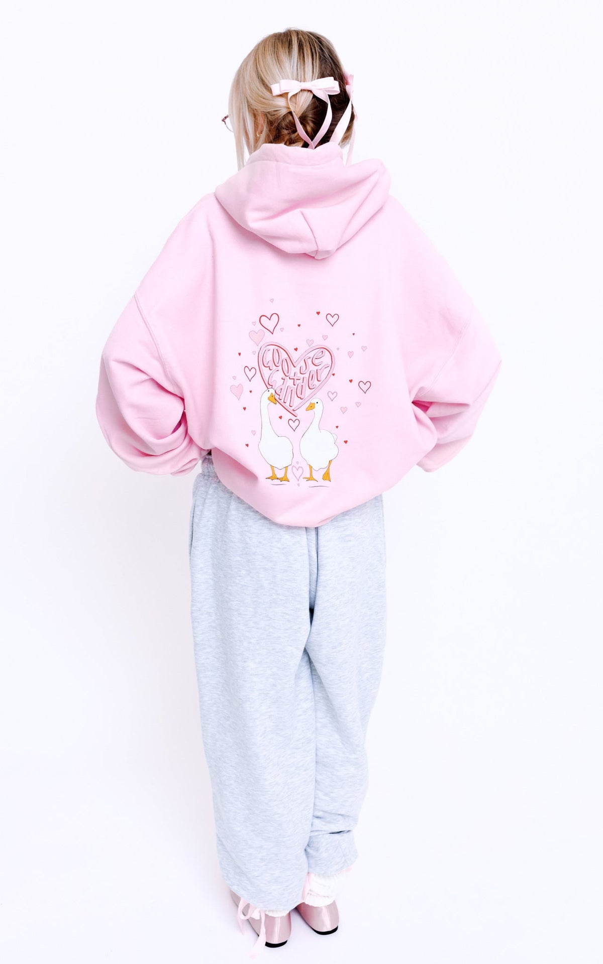 Heart Club Goose Hood - Baby Pink