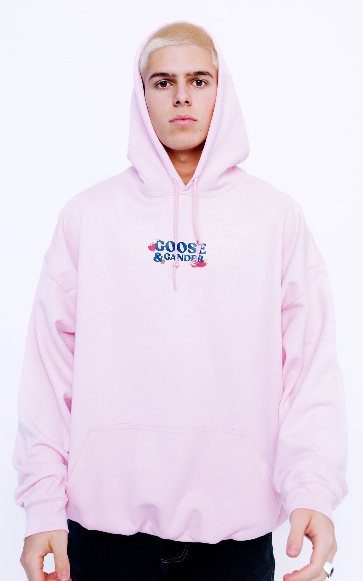 Wild Strawberry Printed Hoodie - Baby Pink