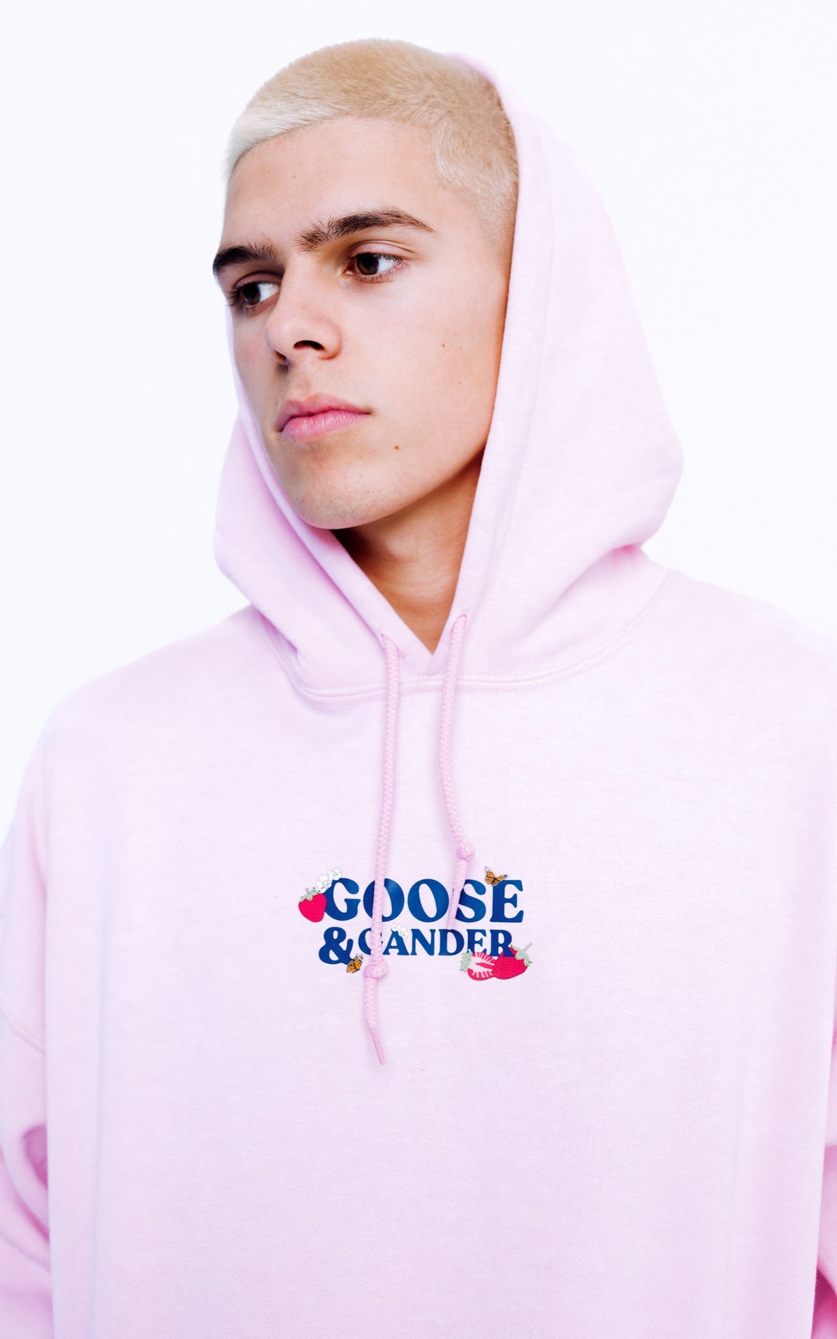 Wild Strawberry Printed Hoodie - Baby Pink