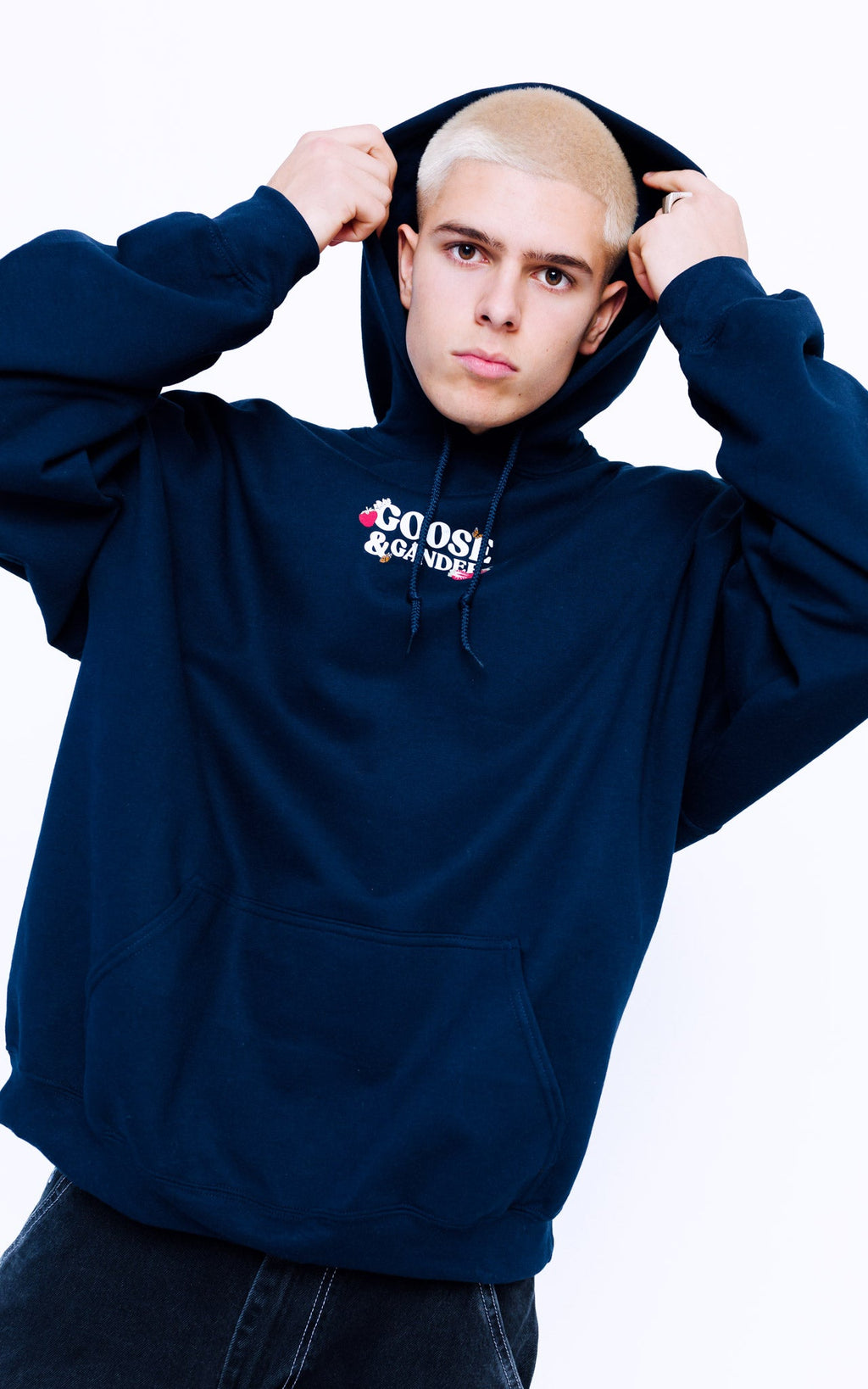 Wild Strawberry Printed Hoodie - Navy