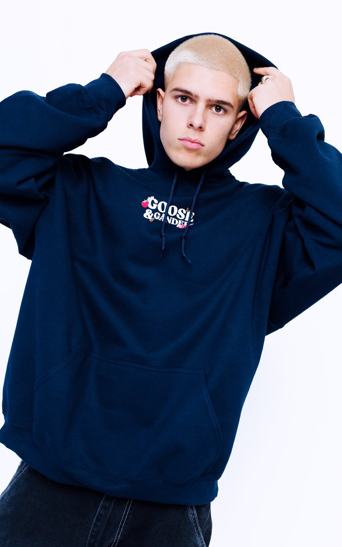 Wild Strawberry Printed Hoodie - Navy