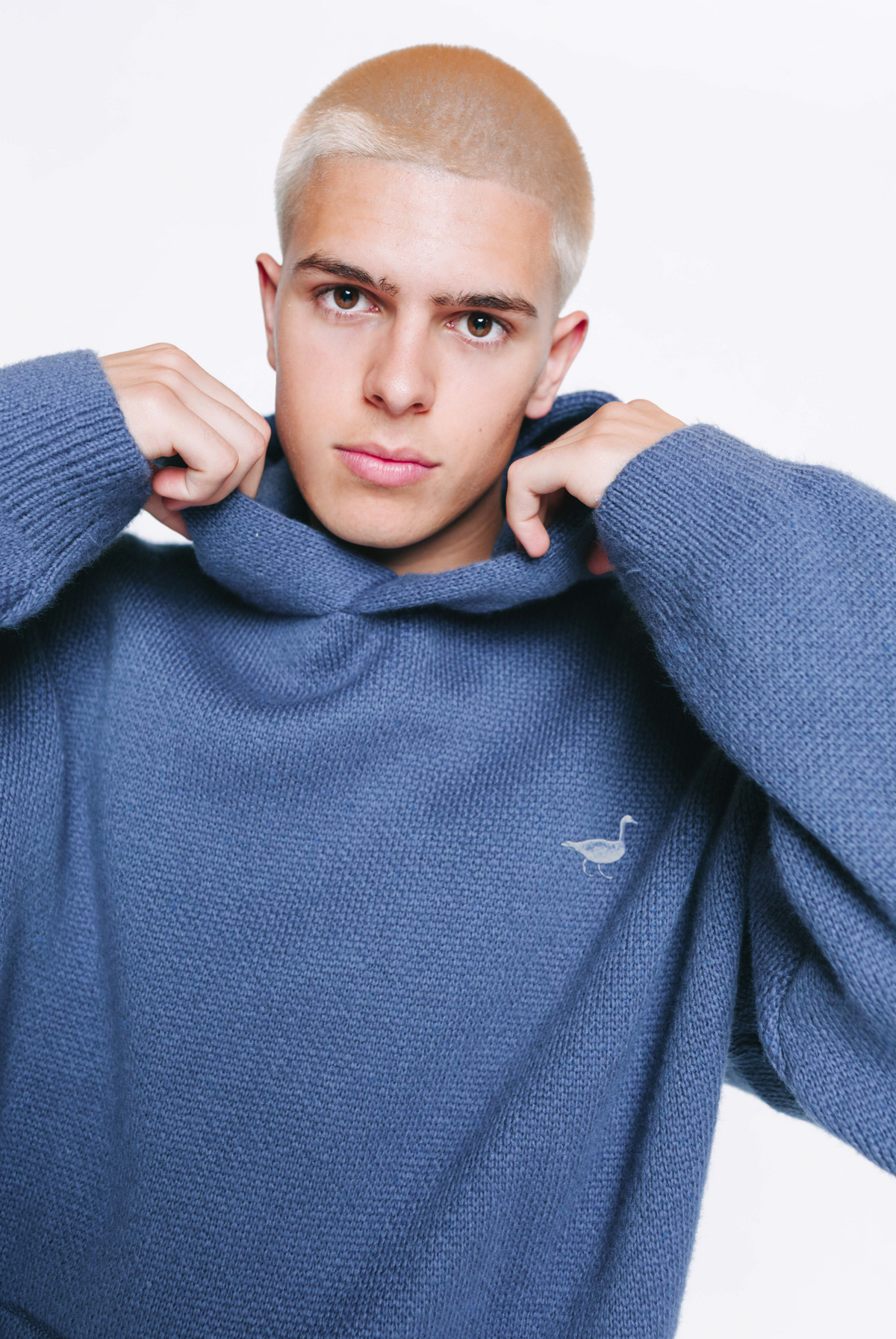 Knitted Hoodie - Denim Blue
