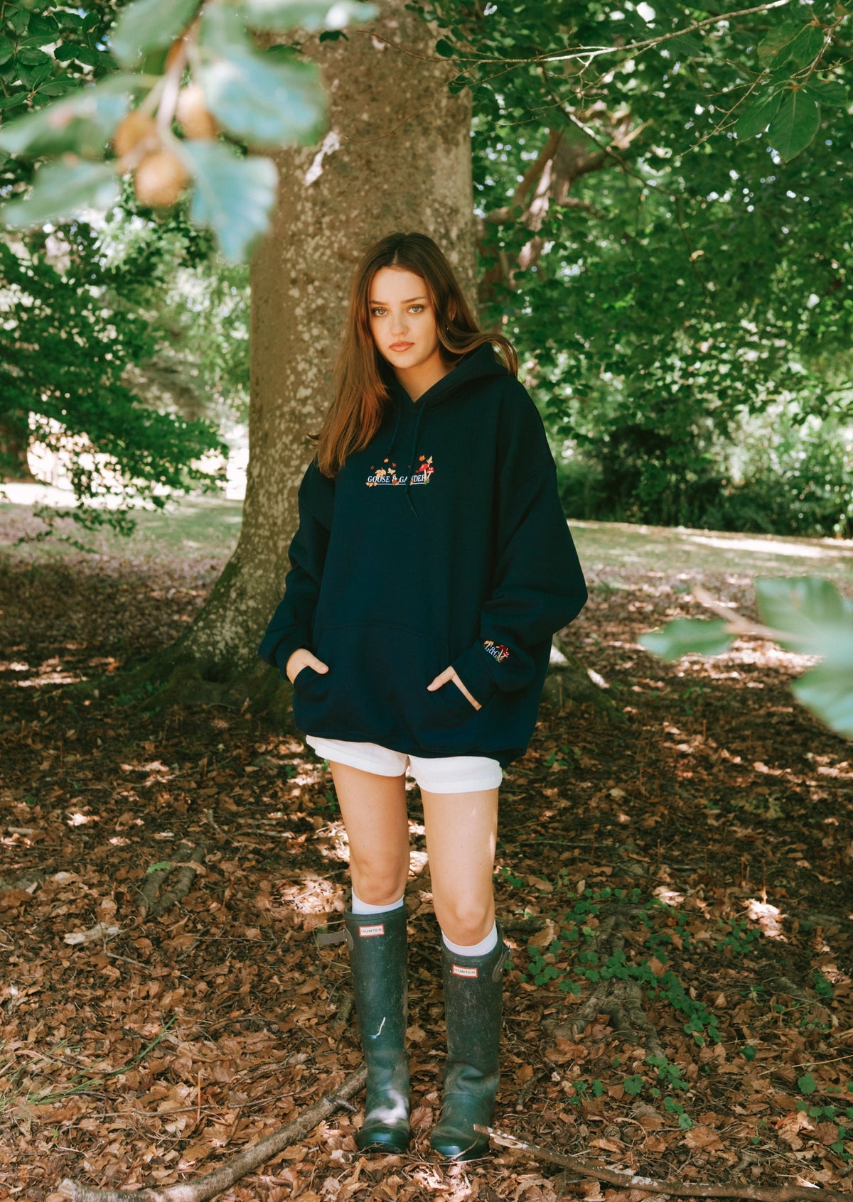 Woodland Embroidered Hoodie - Navy