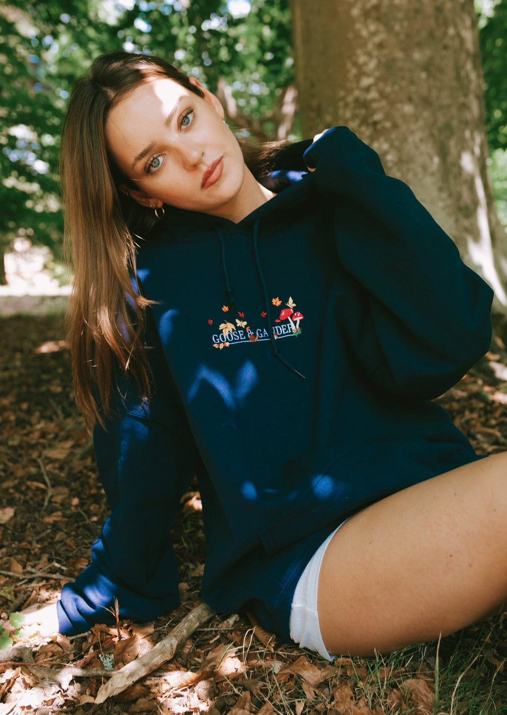 Woodland Embroidered Hoodie - Navy