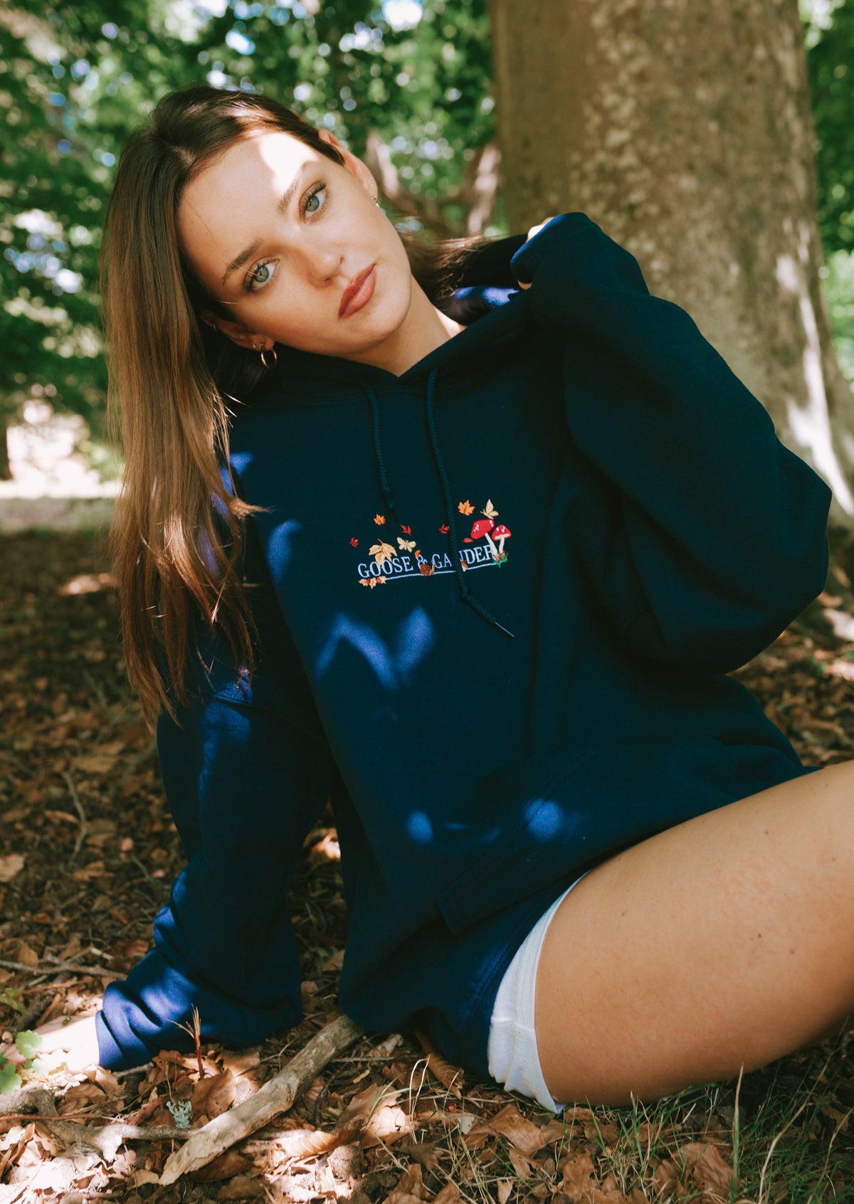 Woodland Embroidered Hoodie - Navy