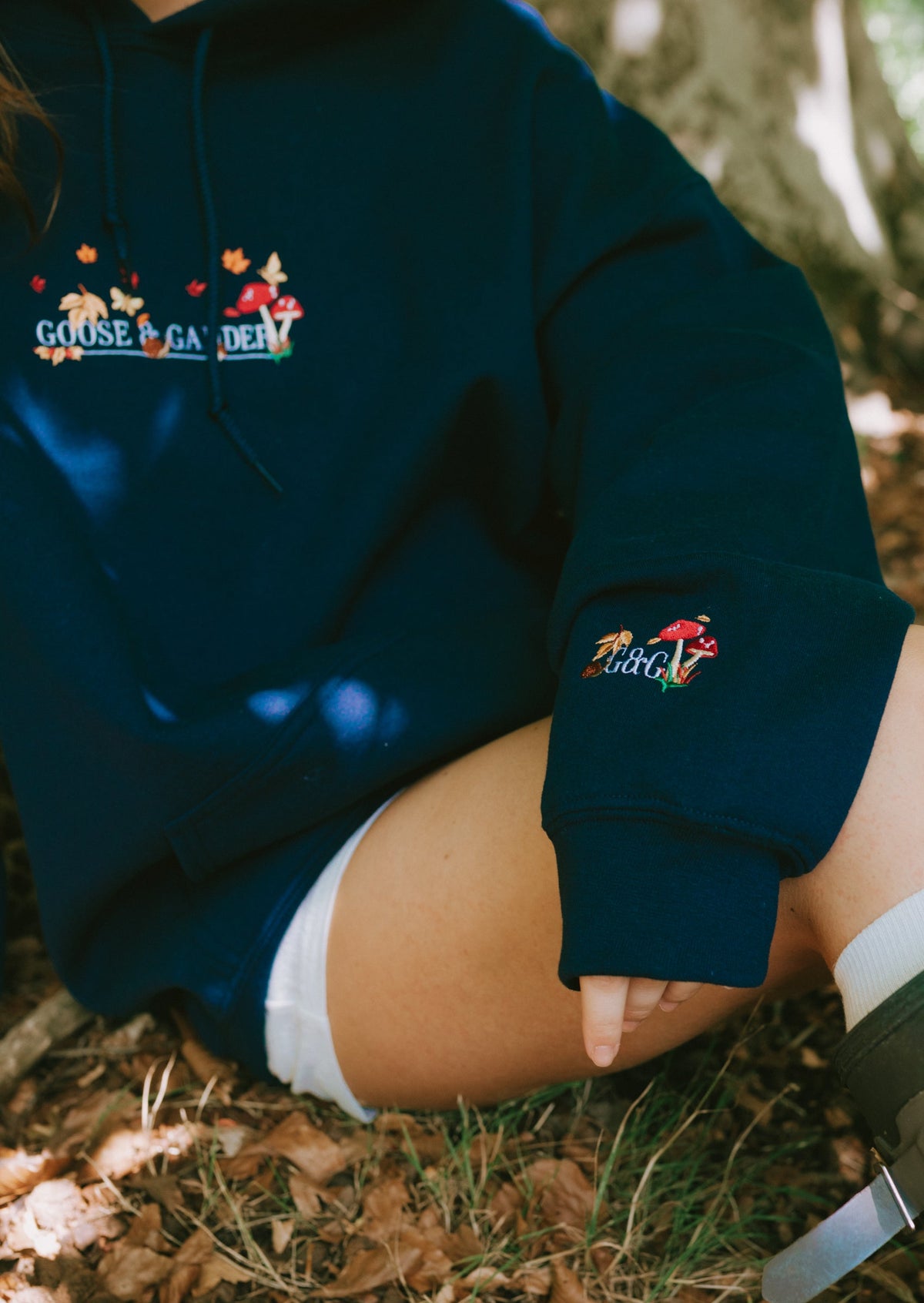 Woodland Embroidered Hoodie - Navy