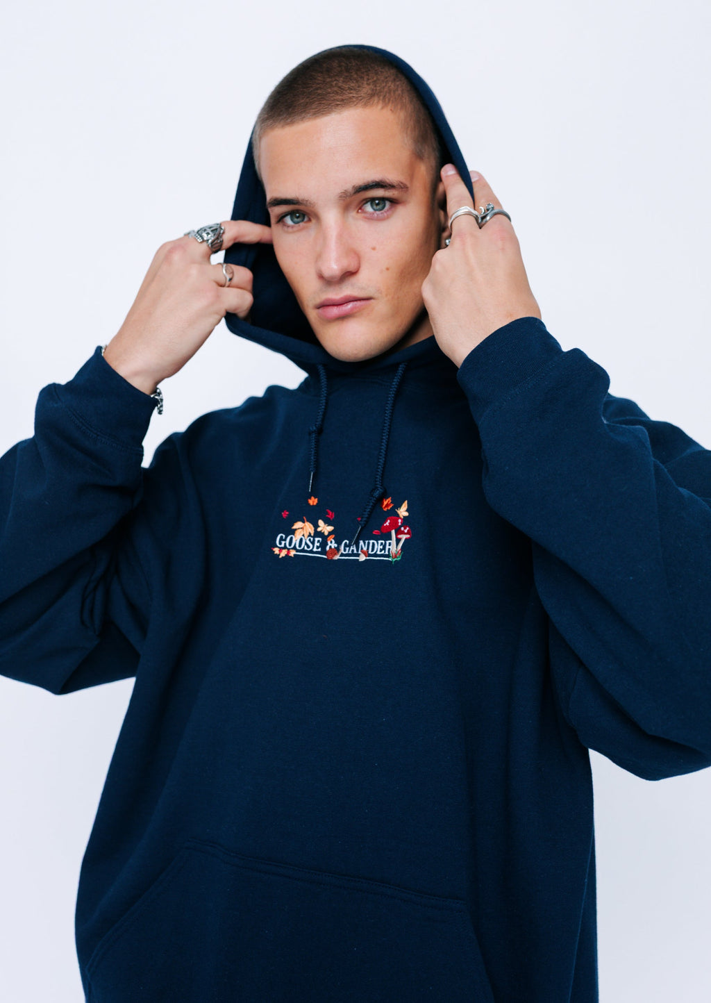 Woodland Embroidered Hoodie - Navy